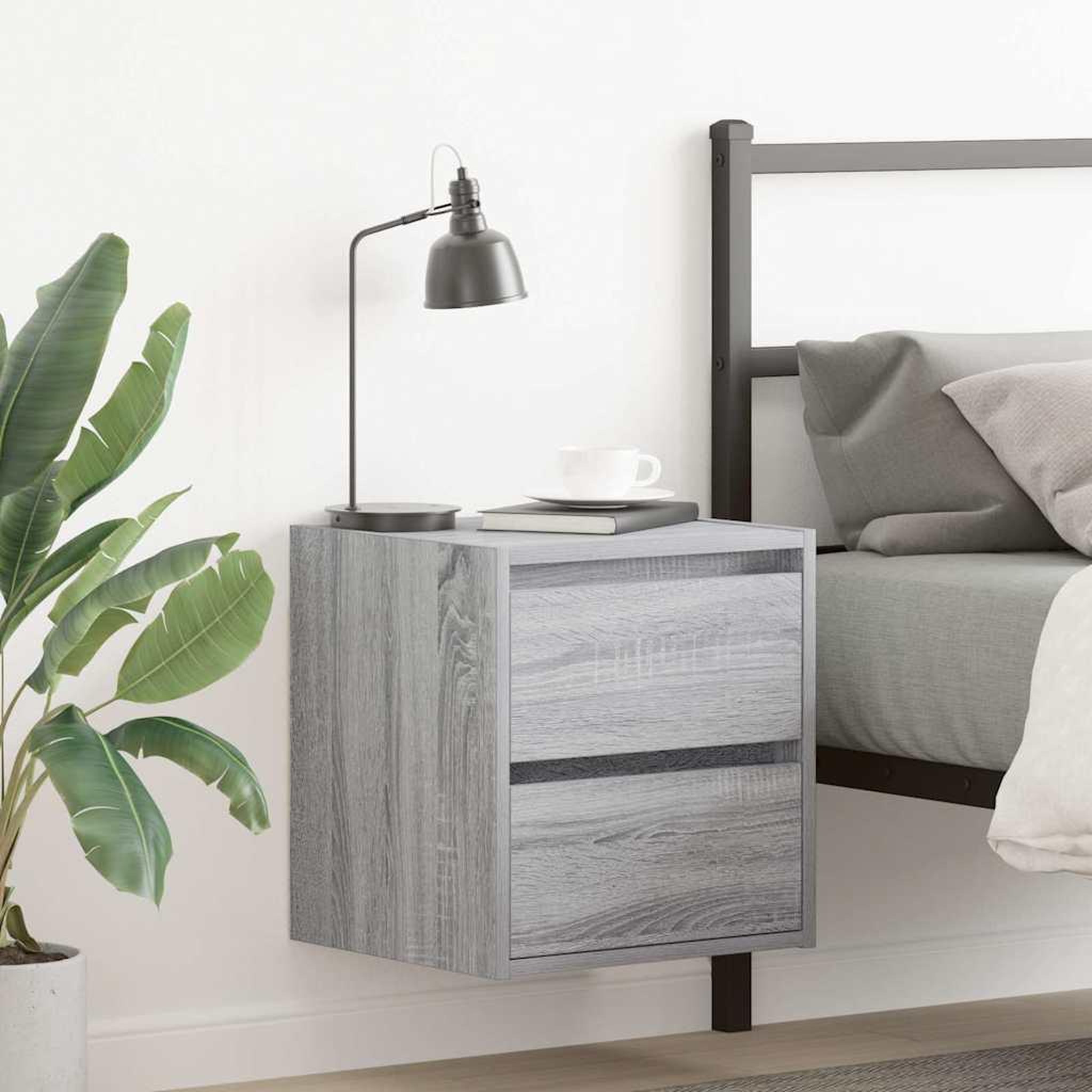 VIDAXL Table de chevet murale sonoma gris 38x34x40 cm