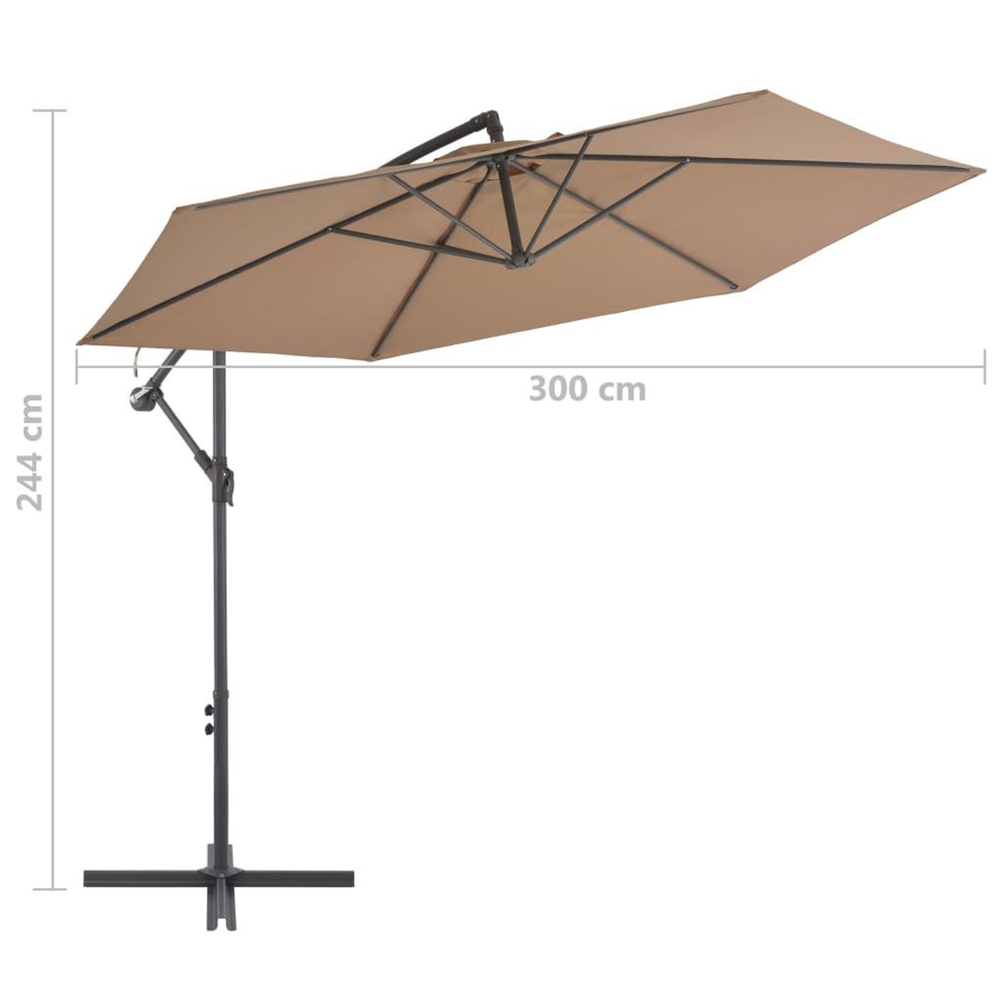 Voir la diapositive 6 : VIDAXL Parasol de jardin en porte-a-faux et poteau en aluminium taupe
