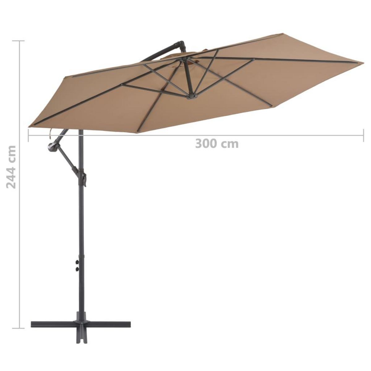 VIDAXL Parasol de jardin en porte-a-faux et poteau en aluminium taupe