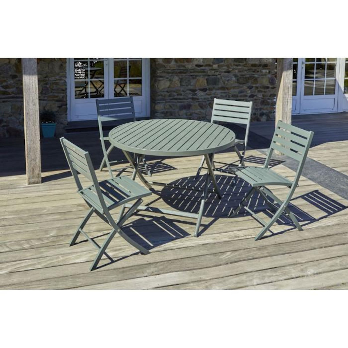 Paris Prix Ensemble Table de Jardin Pliante & 4 Chaises  Marius  110cm Kaki