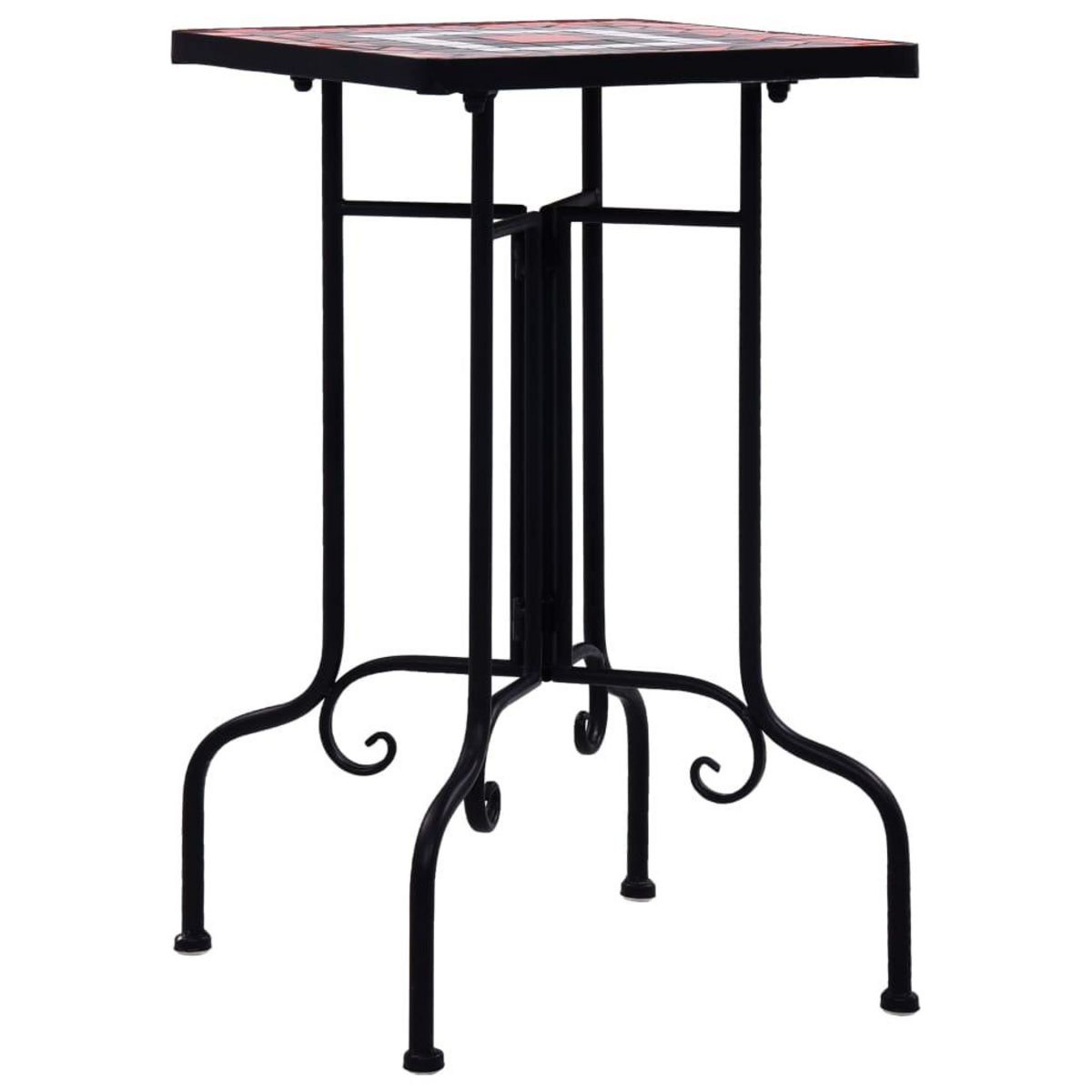 VIDAXL Table de bistro mosaïque Terre cuite et blanc Ceramique