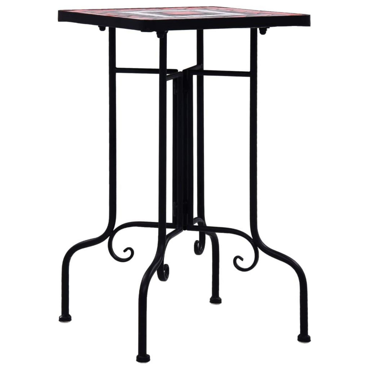 VIDAXL Table de bistro mosaïque Terre cuite et blanc Ceramique