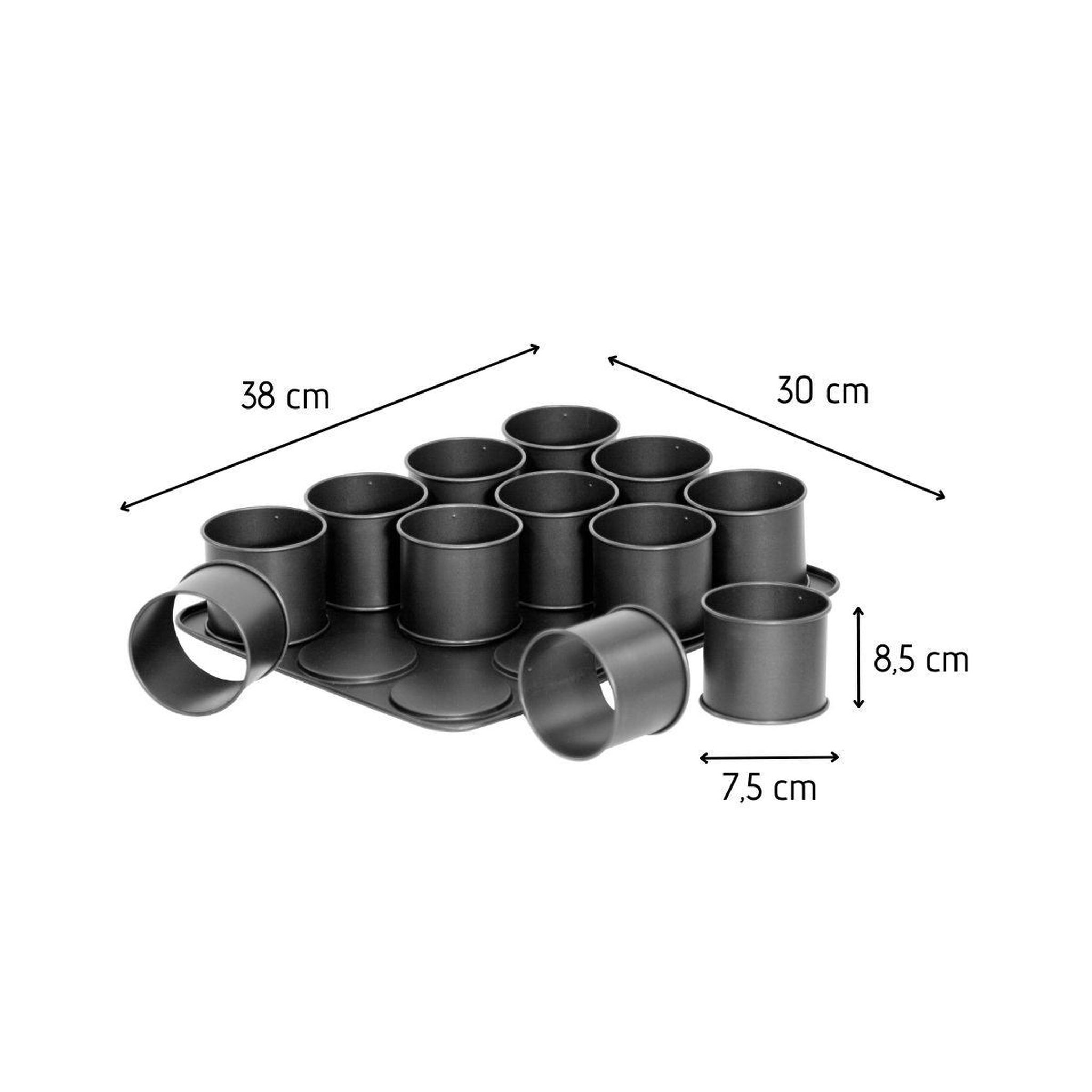 Voir la diapositive 3 : ZENKER Ensemble de 2 plaques pâtisserie 12 mini moules ronds amovibles 38 x 30 cm zenker black metallic