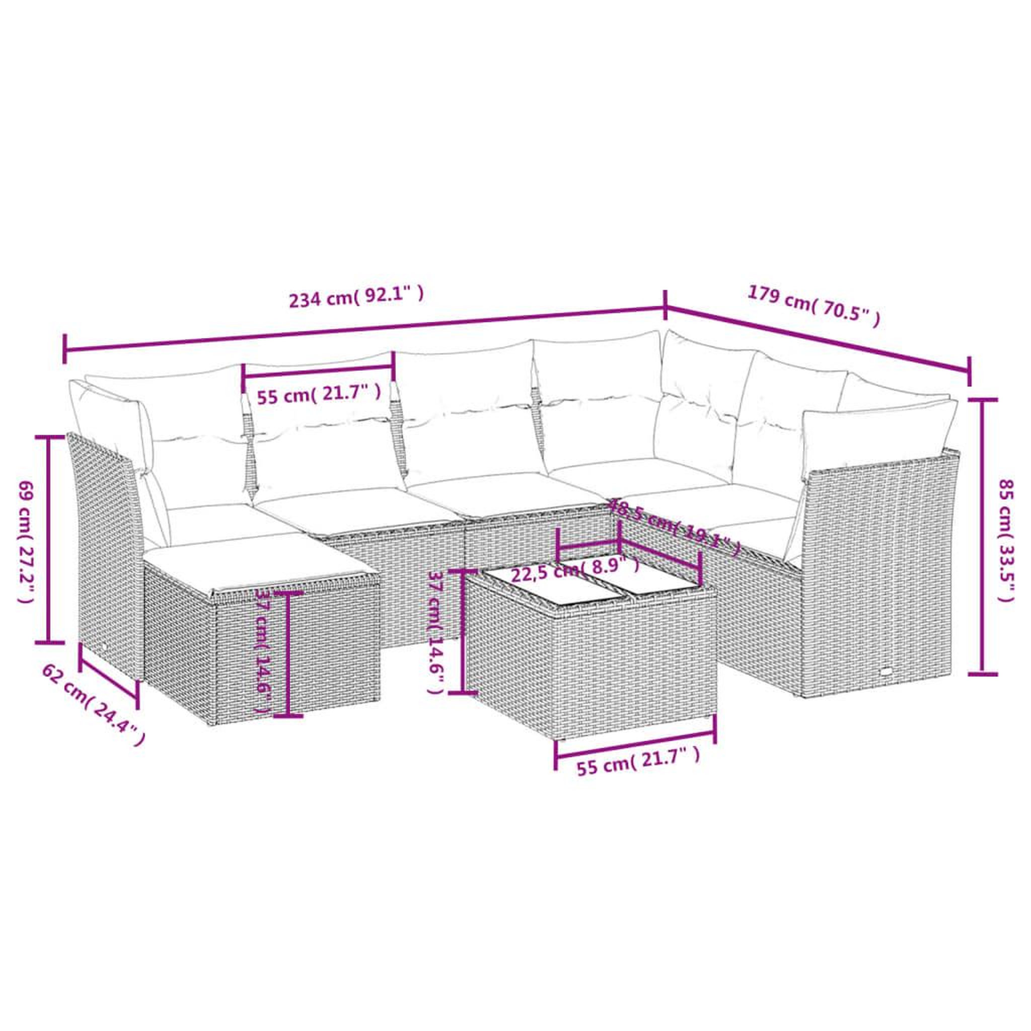 Voir la diapositive 5 : VIDAXL Salon de jardin 8 pcs avec coussins noir resine tressee