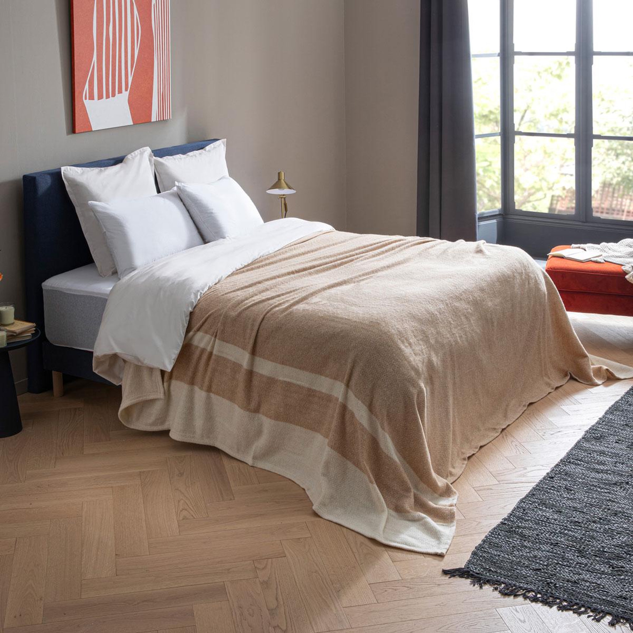 DODO Couverture lima chanvre. Coloris disponibles : Beige