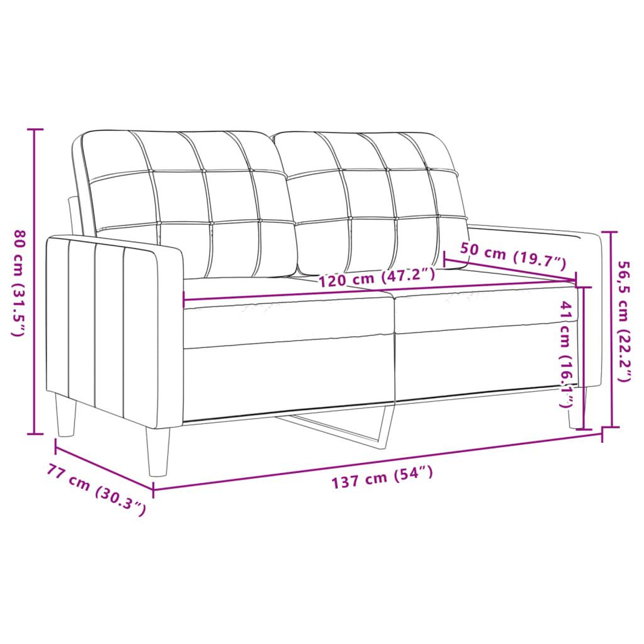 Voir la diapositive 6 : VIDAXL Canape a 2 places Rouge bordeaux 120 cm Velours