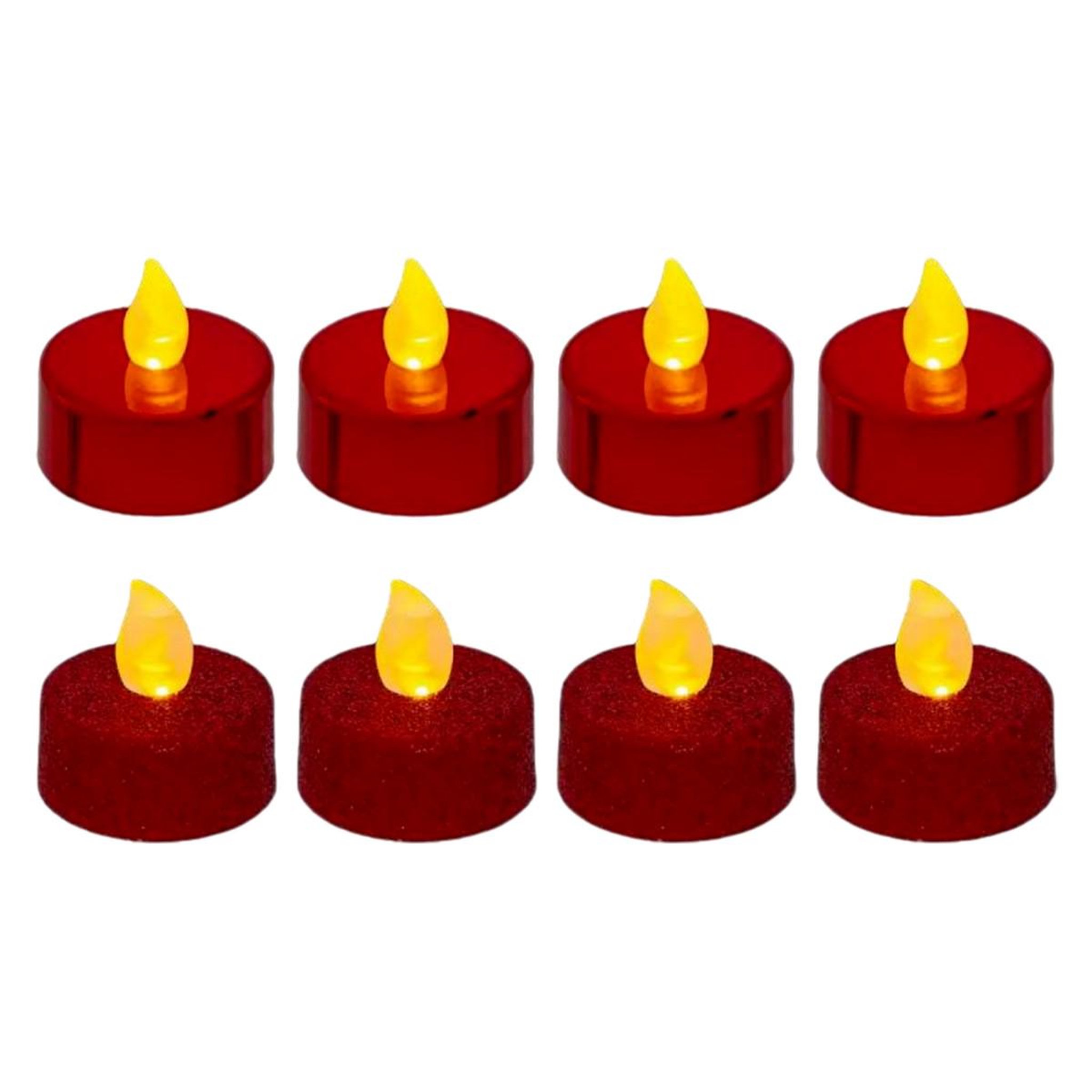 Voir la diapositive 1 : ATMOSPHERA Lot de 8 bougies led  colorama  4cm rouge