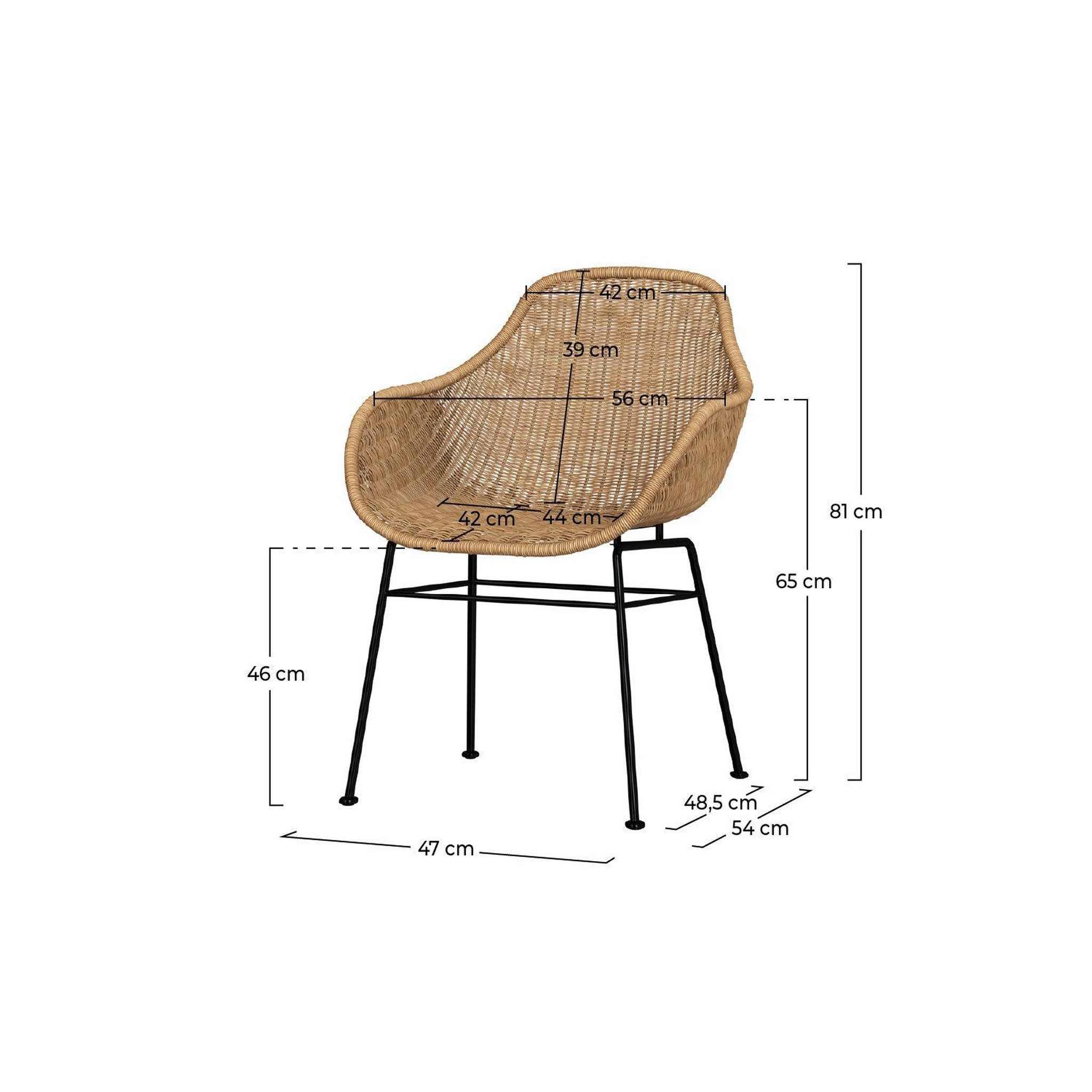 Voir la diapositive 4 : MAISON PAVANE Lot de 2 chaises en résine tressée naturelle-carmela