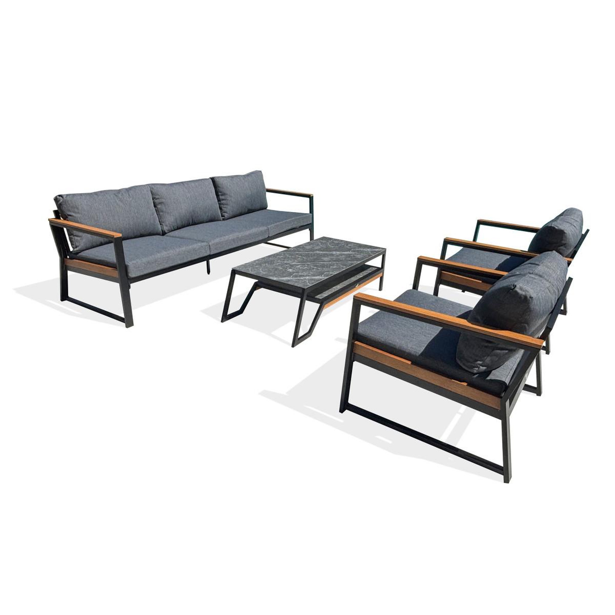 Voir la diapositive 2 : Paris Prix Salon de jardin 5 places  tadeo  219cm noir