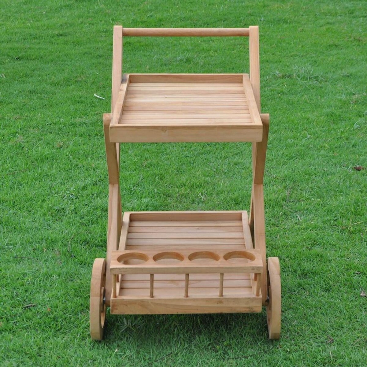 CONCEPT USINE Desserte en teck avec roues KERETA