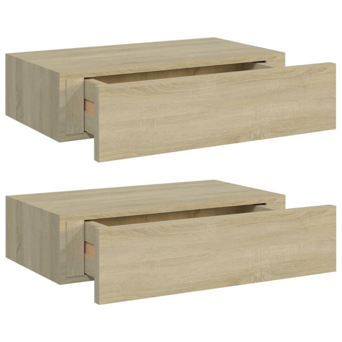 VIDAXL Etageres a tiroirs murales 2 pcs chene 40x23,5x10 cm MDF