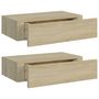 Voir la diapositive 2 : VIDAXL Etageres a tiroirs murales 2 pcs chene 40x23,5x10 cm MDF