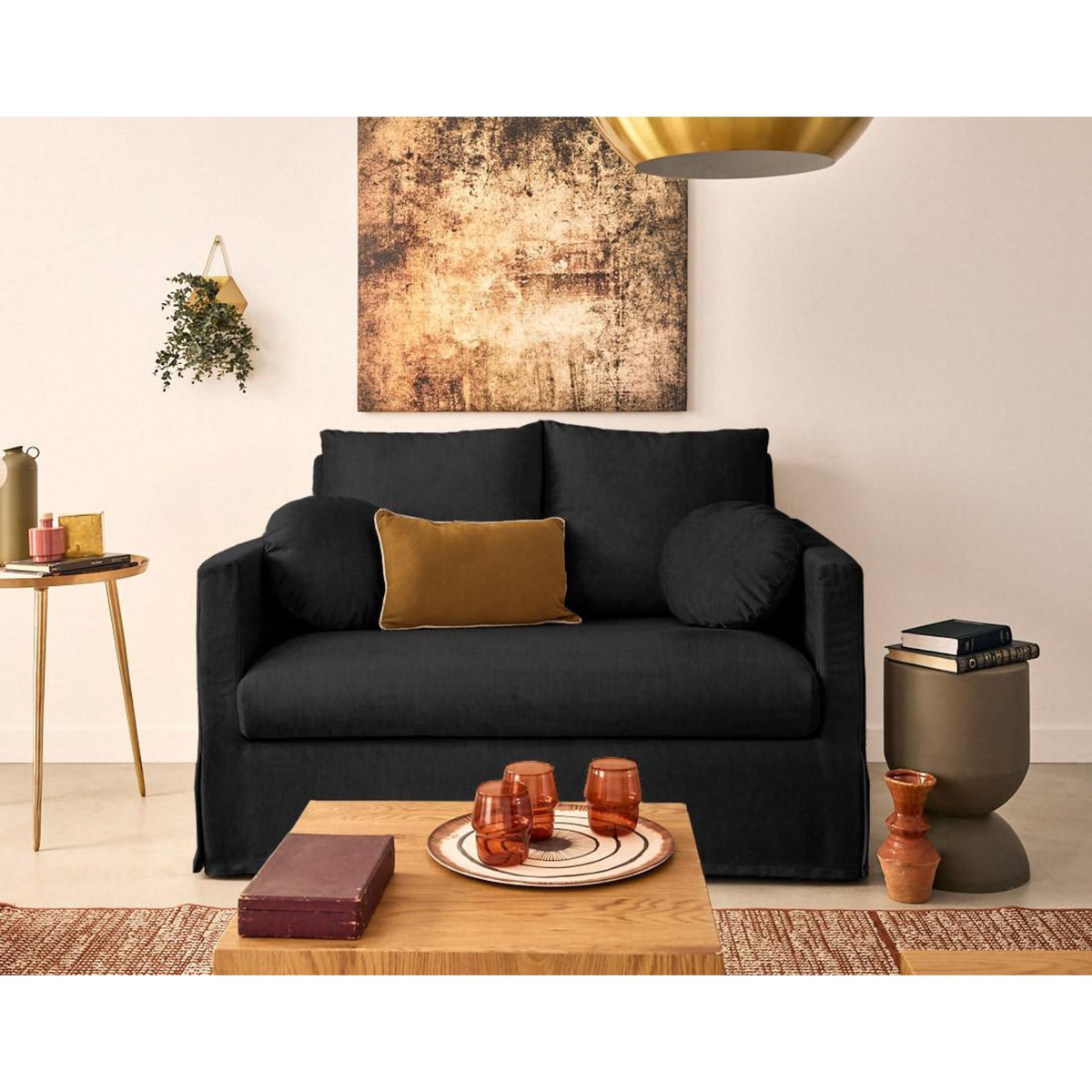 LISA DESIGN Serena - canapé droit déhoussable 2 places en velours