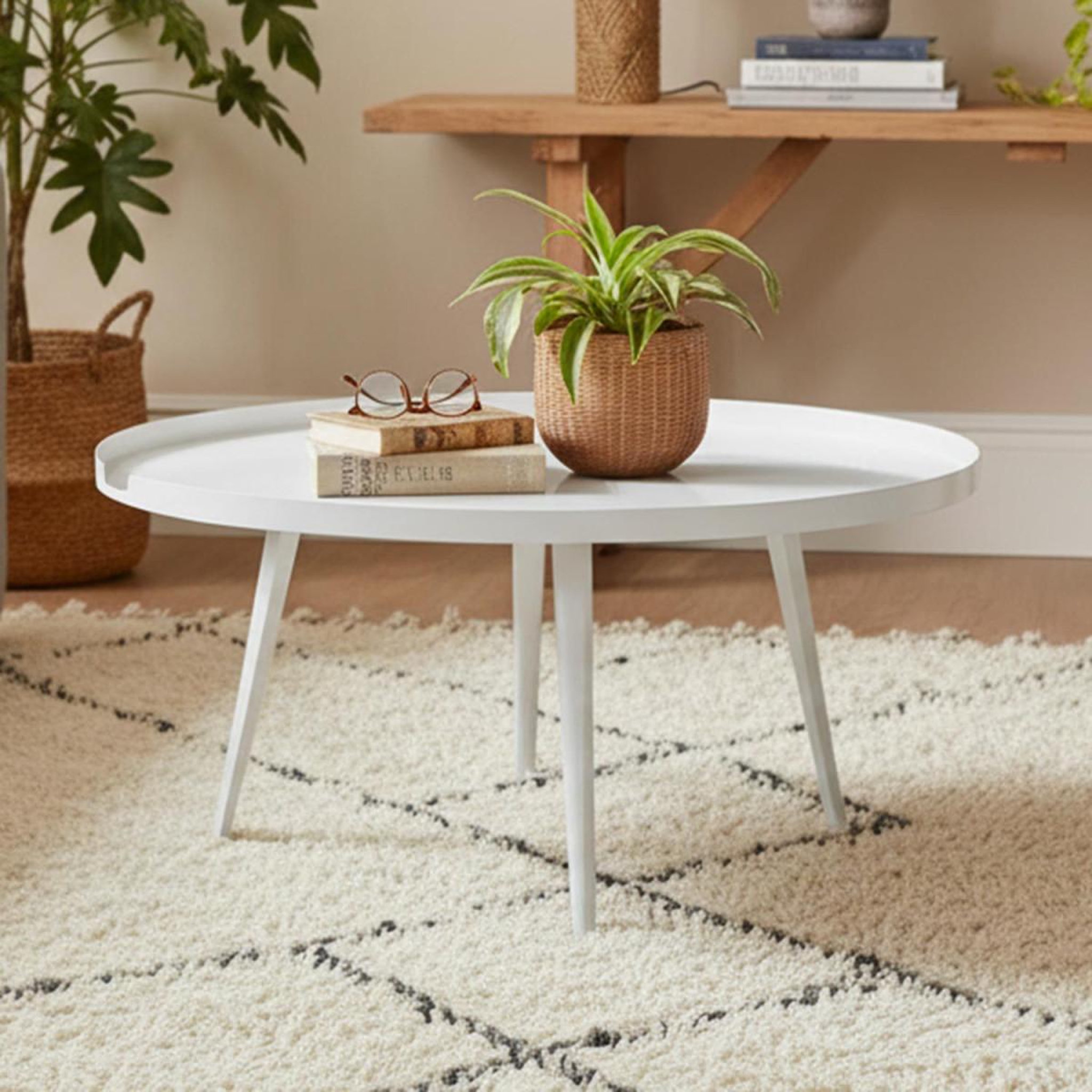 Voir la diapositive 3 : Paris Prix Table basse à rebord  bimix  90cm blanc