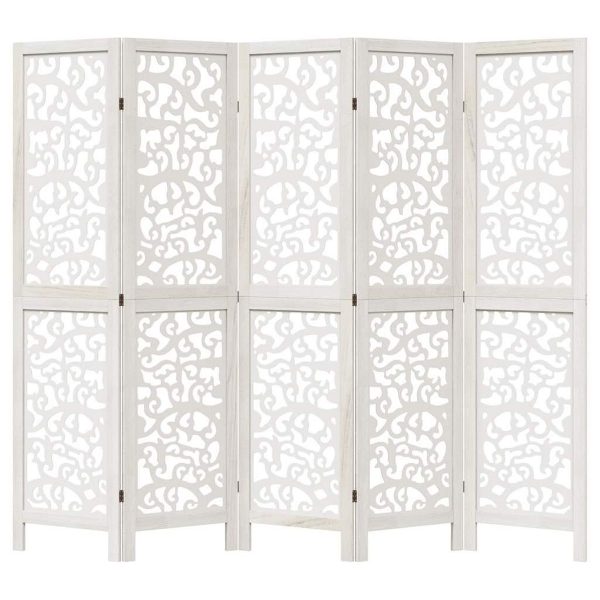 VIDAXL Cloison de separation 5 panneaux blanc bois de paulownia massif