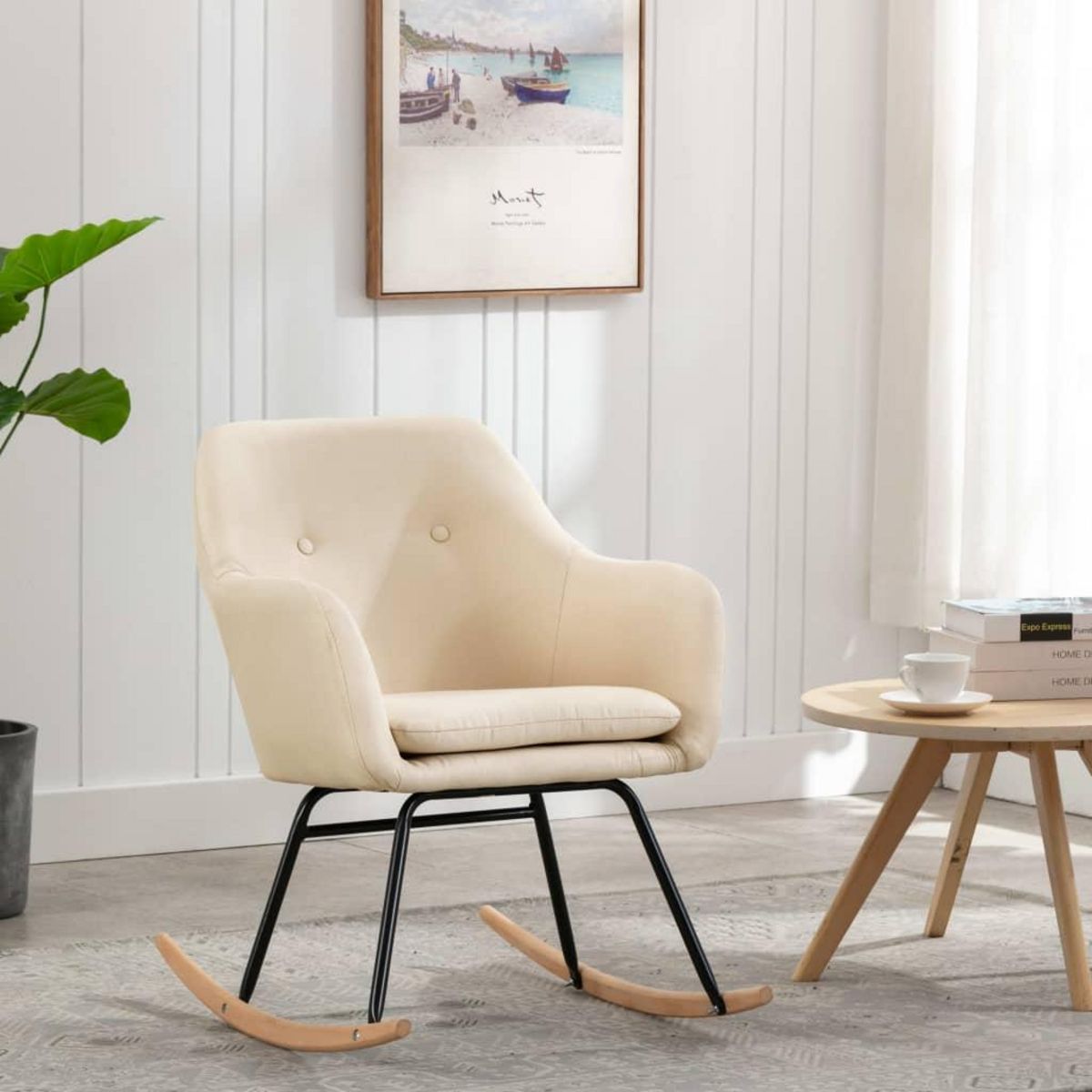VIDAXL Chaise a bascule Creme Tissu