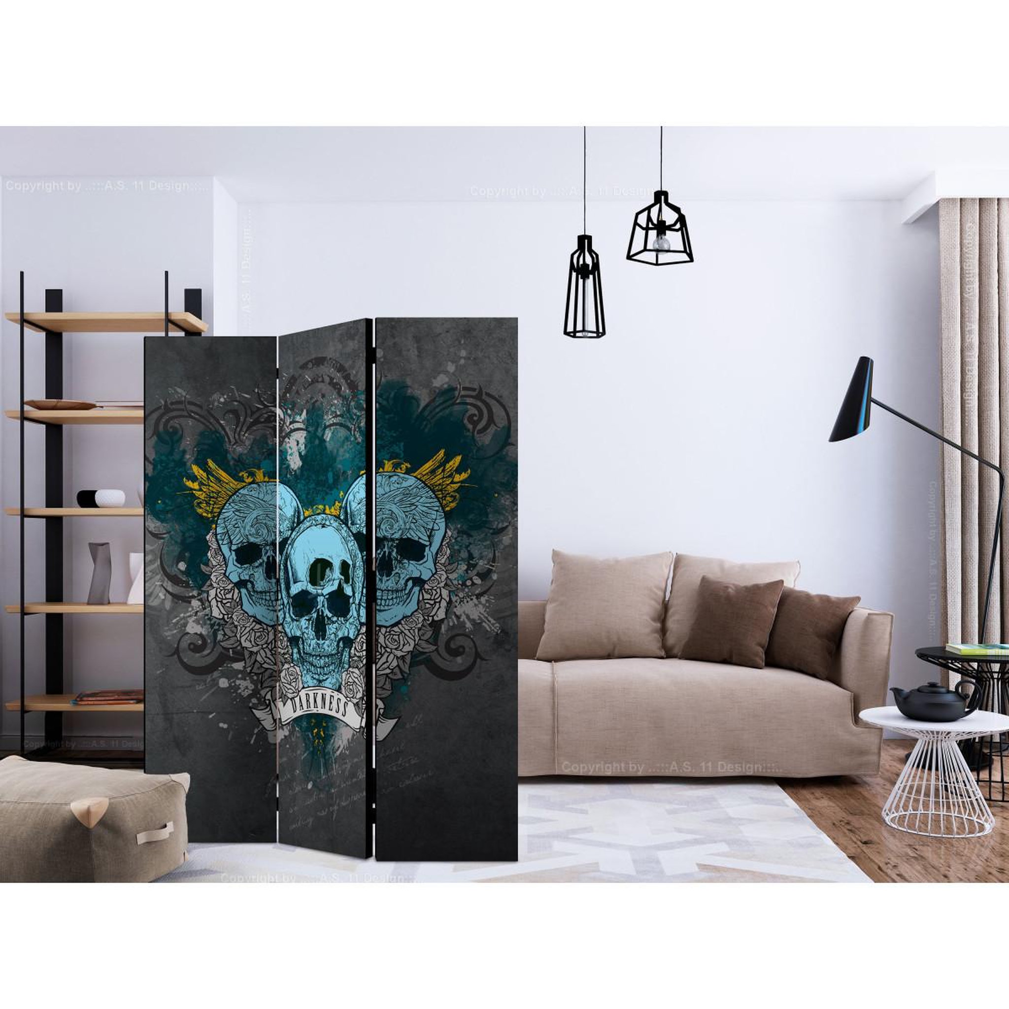 Voir la diapositive 2 : Paris Prix Paravent 3 volets  darkness iii  135x172cm