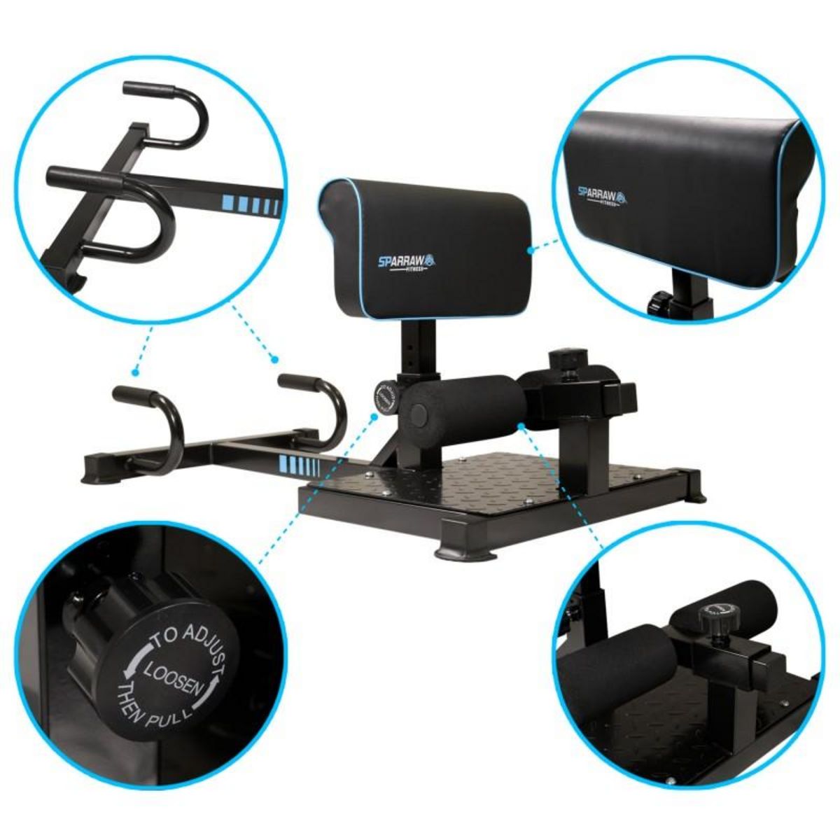 SPARRAW Squat Machine ALTIUS Appareil de musculation multifonction 88 x 56 x 50 cm - Dossier réglable en hauteur - Charge max 120kg