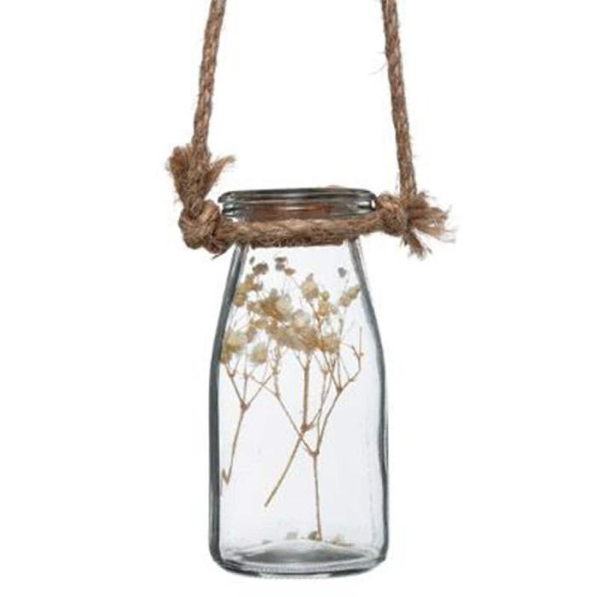 Voir la diapositive 2 : ATMOSPHERA Suspension murale  4 fleurs séchées  53cm naturel