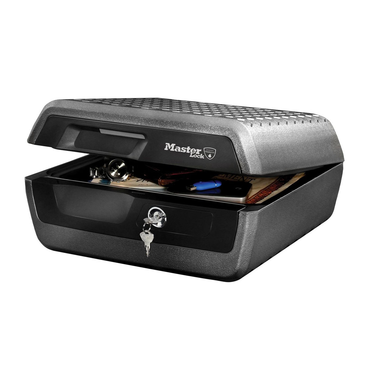 Master lock Mallette de sécurité Anti Feu [Ignifuge et Etanche] [Serrure à Clé] [Large] LCHW30100