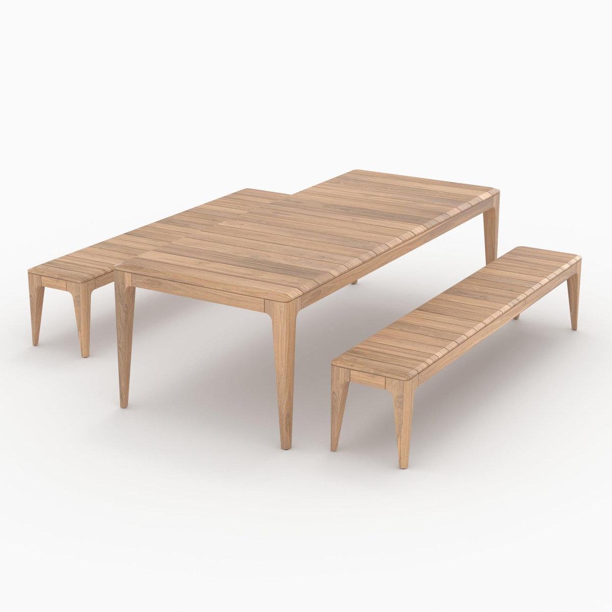 Rendez vous déco Table et bancs de jardin en bois de teck recyclé 10 personnes-Nonza