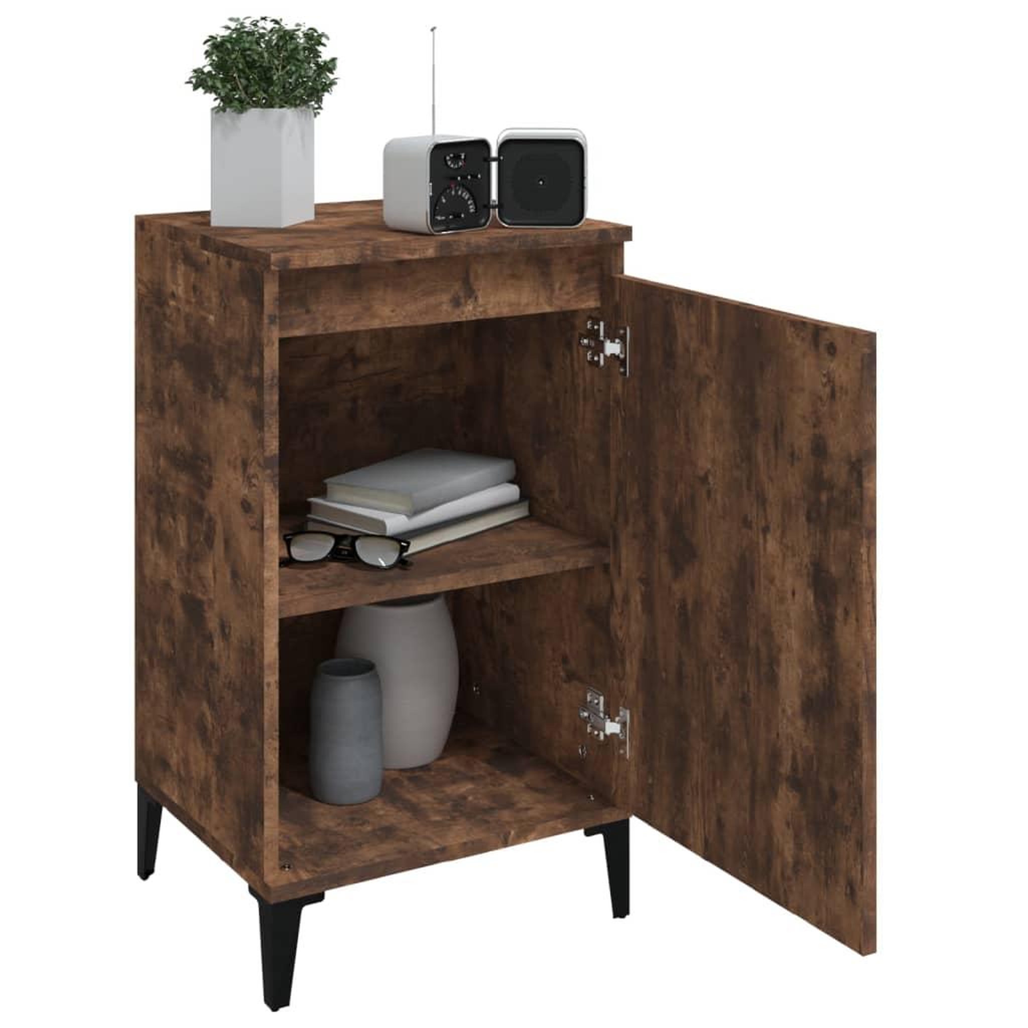 Voir la diapositive 4 : VIDAXL Tables de chevet 2 pcs chene fume 40x35x70 cm bois d'ingenierie
