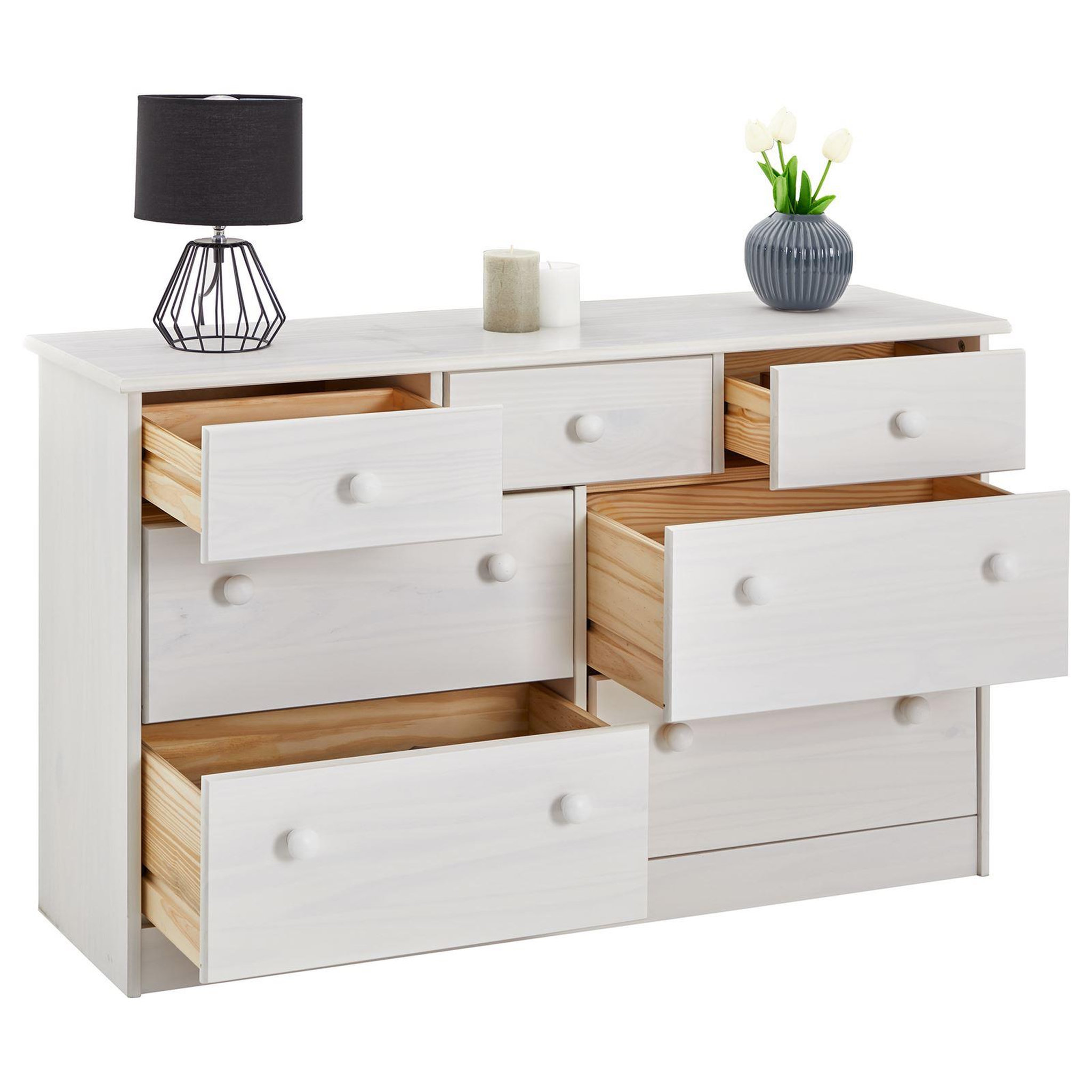 Voir la diapositive 4 : IDIMEX Commode en pin rondo, 3+4 tiroirs