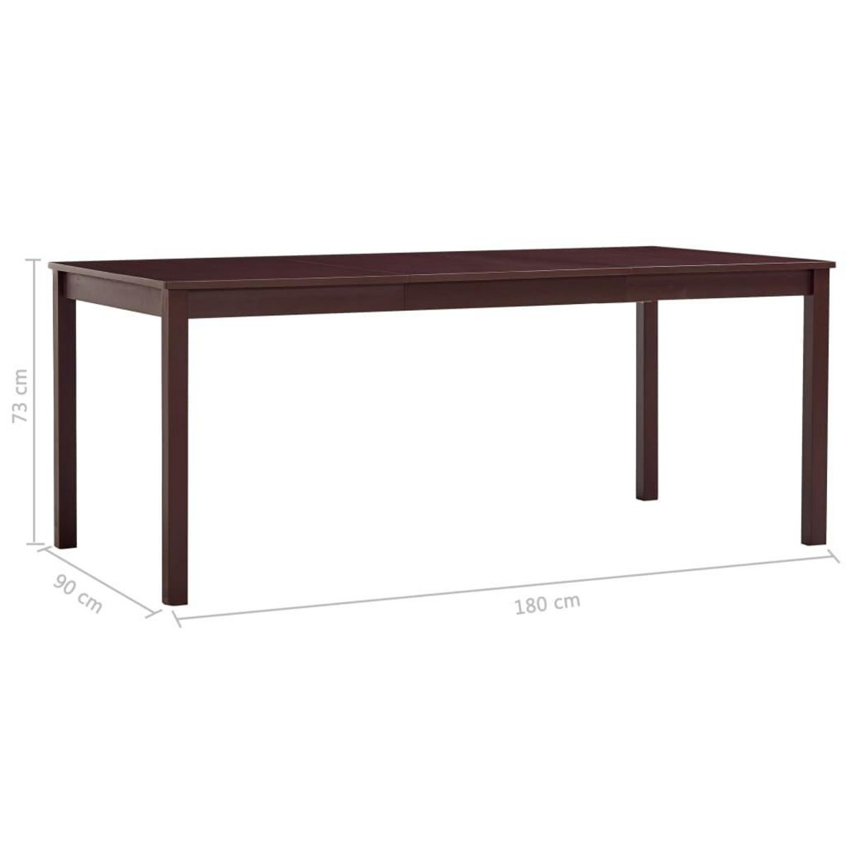 VIDAXL Table a manger Marron fonce 180x90x73 cm Bois de pin