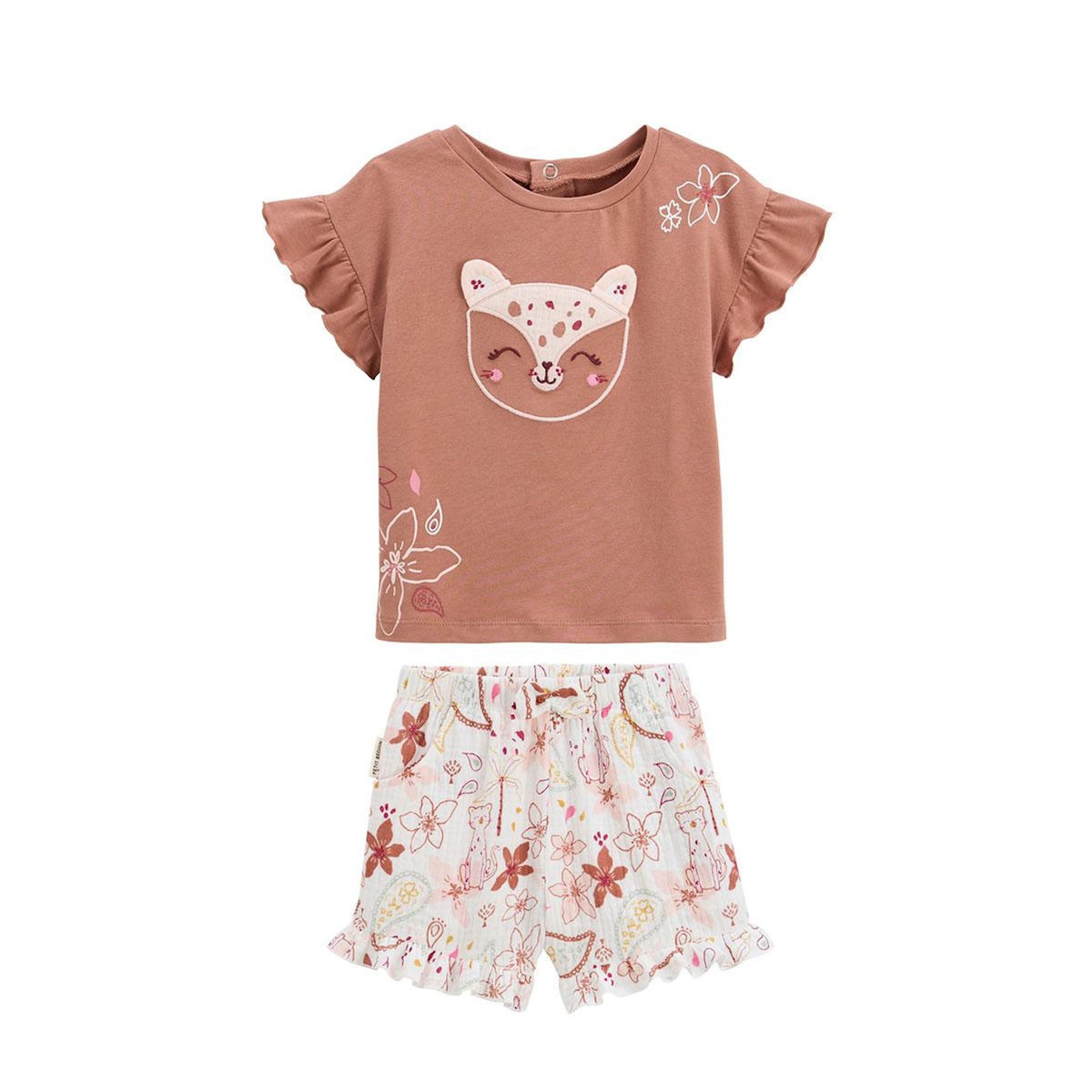 Petit Béguin Ensemble enfant t-shirt et short en gaze de coton Arizona