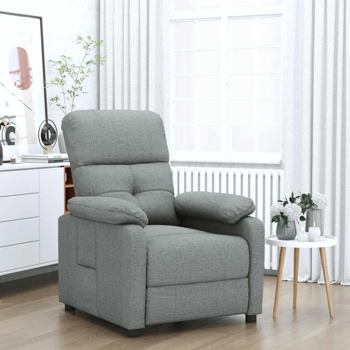 VIDAXL Fauteuil inclinable Gris fonce Tissu