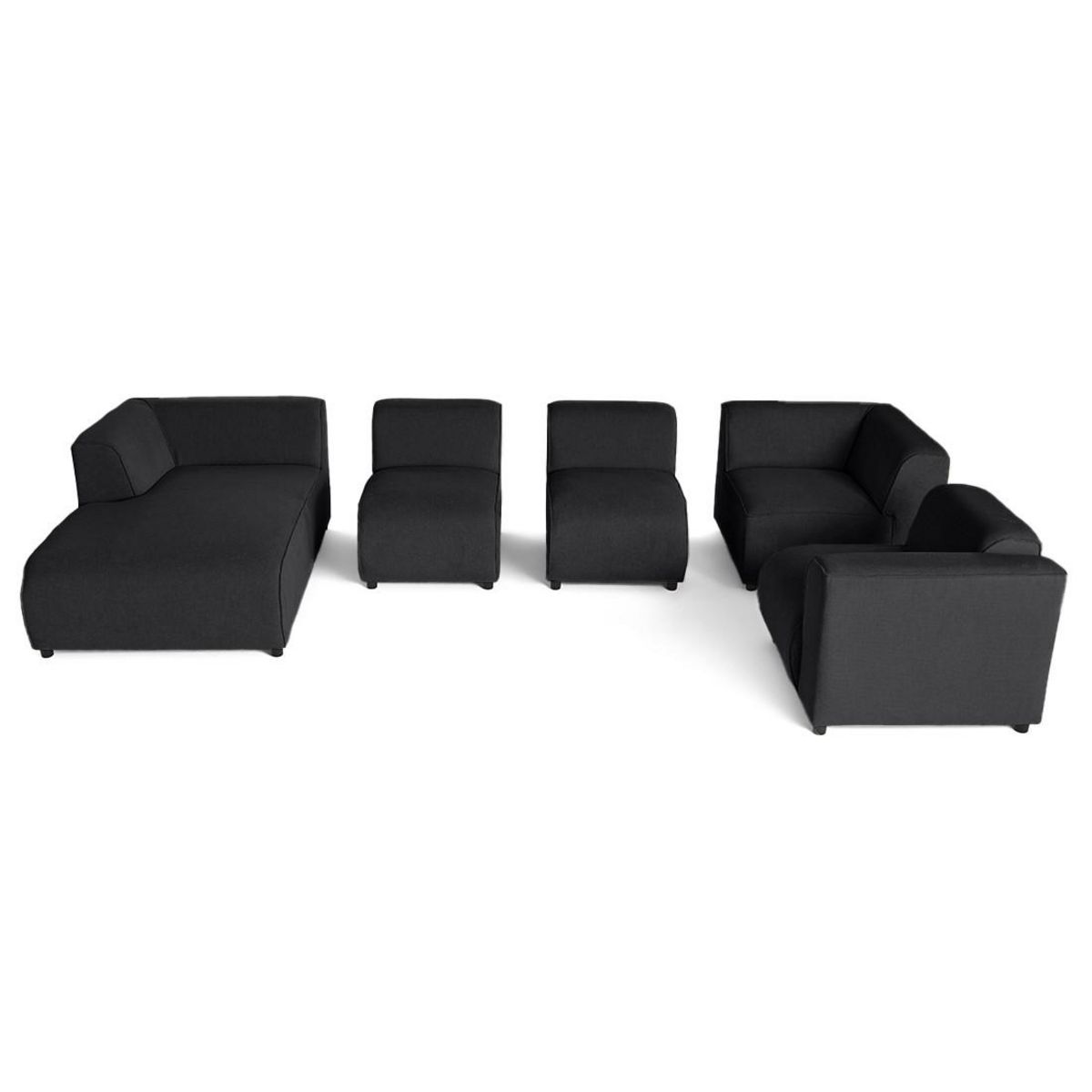 LISA DESIGN Suaro - canapé modulable panoramique d'angle droit 7 places en tissu texturé