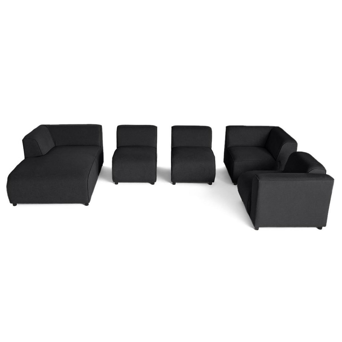 LISA DESIGN Suaro - canapé modulable panoramique d'angle droit 7 places en tissu texturé