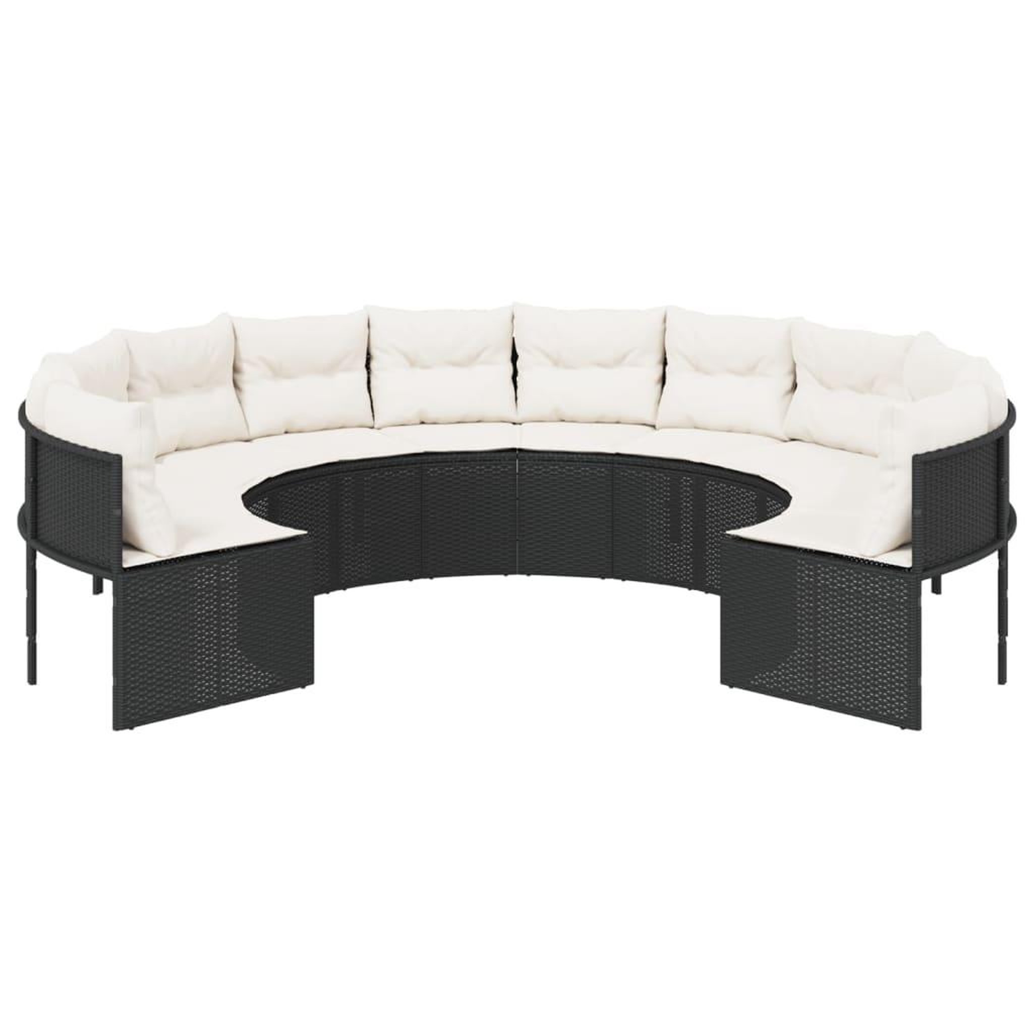 Voir la diapositive 3 : VIDAXL Canape de jardin avec coussins rond noir resine tressee
