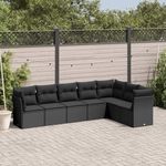 VIDAXL Salon de jardin 7 pcs avec coussins noir resine tressee