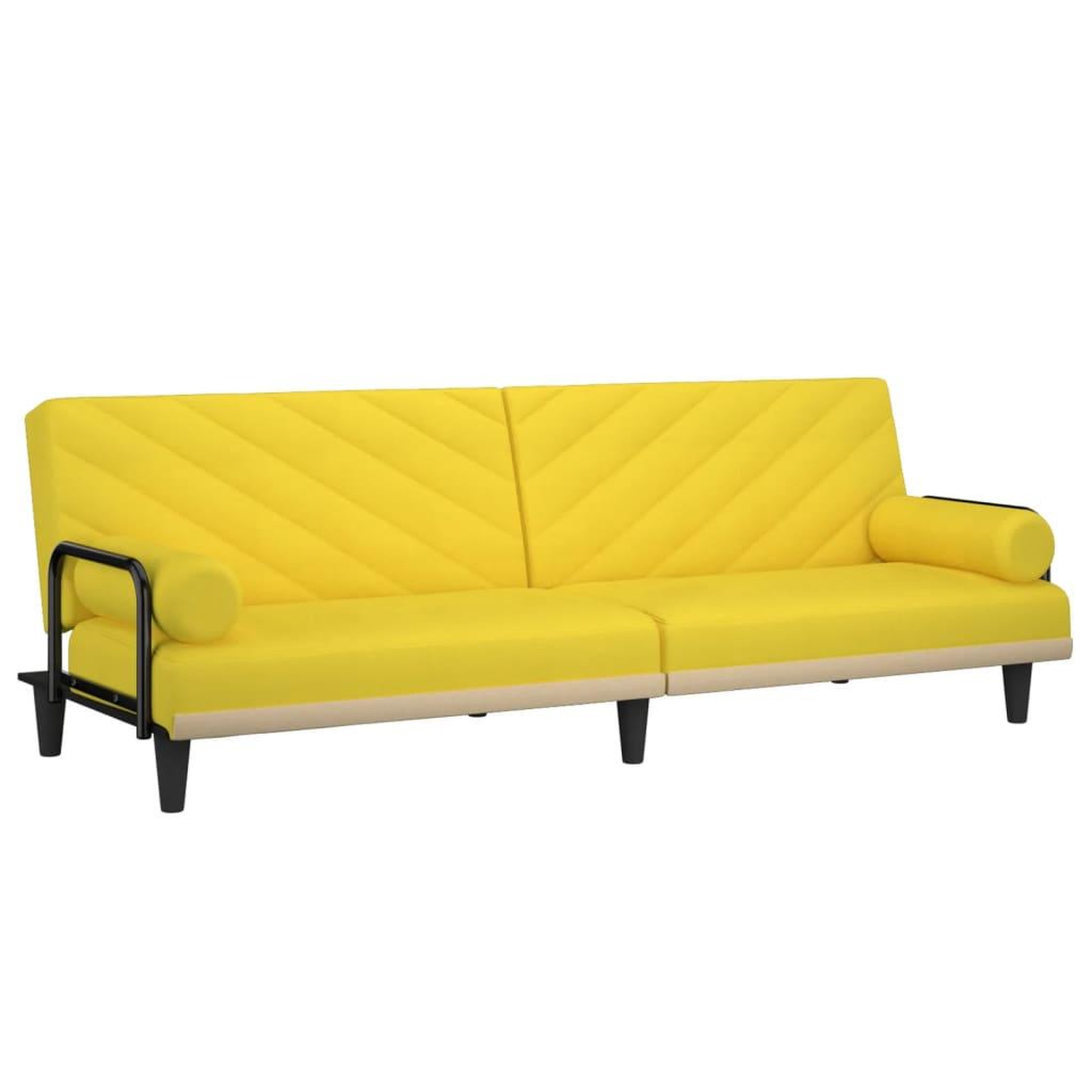 Voir la diapositive 2 : VIDAXL Canape-lit avec accoudoirs jaune clair tissu