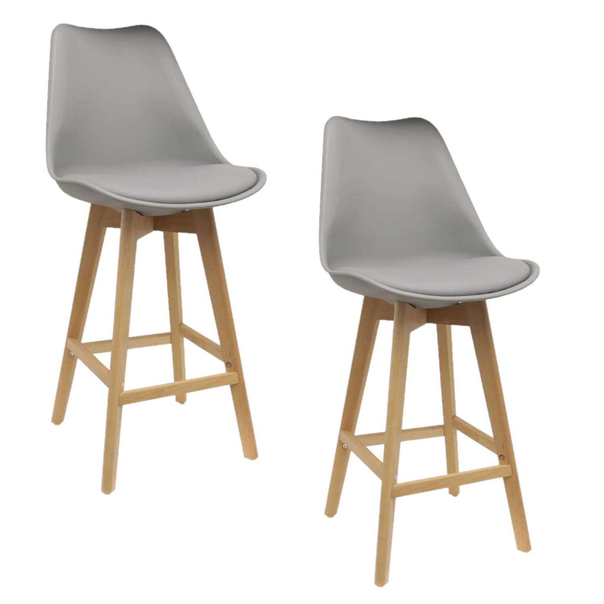 TOILINUX 2 Tabourets de bar en bois scandinaves Home Factory. Coloris disponibles : Noir, Blanc