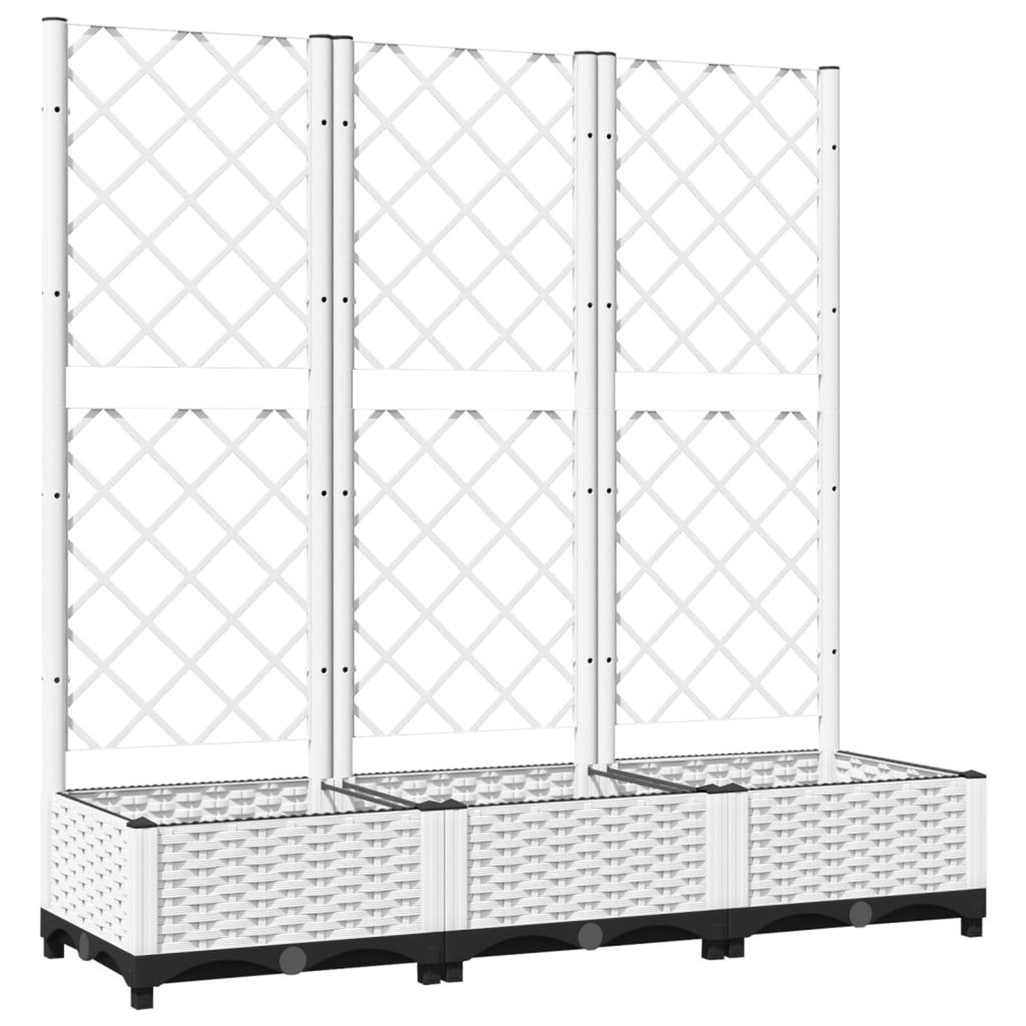 Voir la diapositive 2 : VIDAXL Jardiniere avec treillis Blanc 120x40x121,5 cm PP