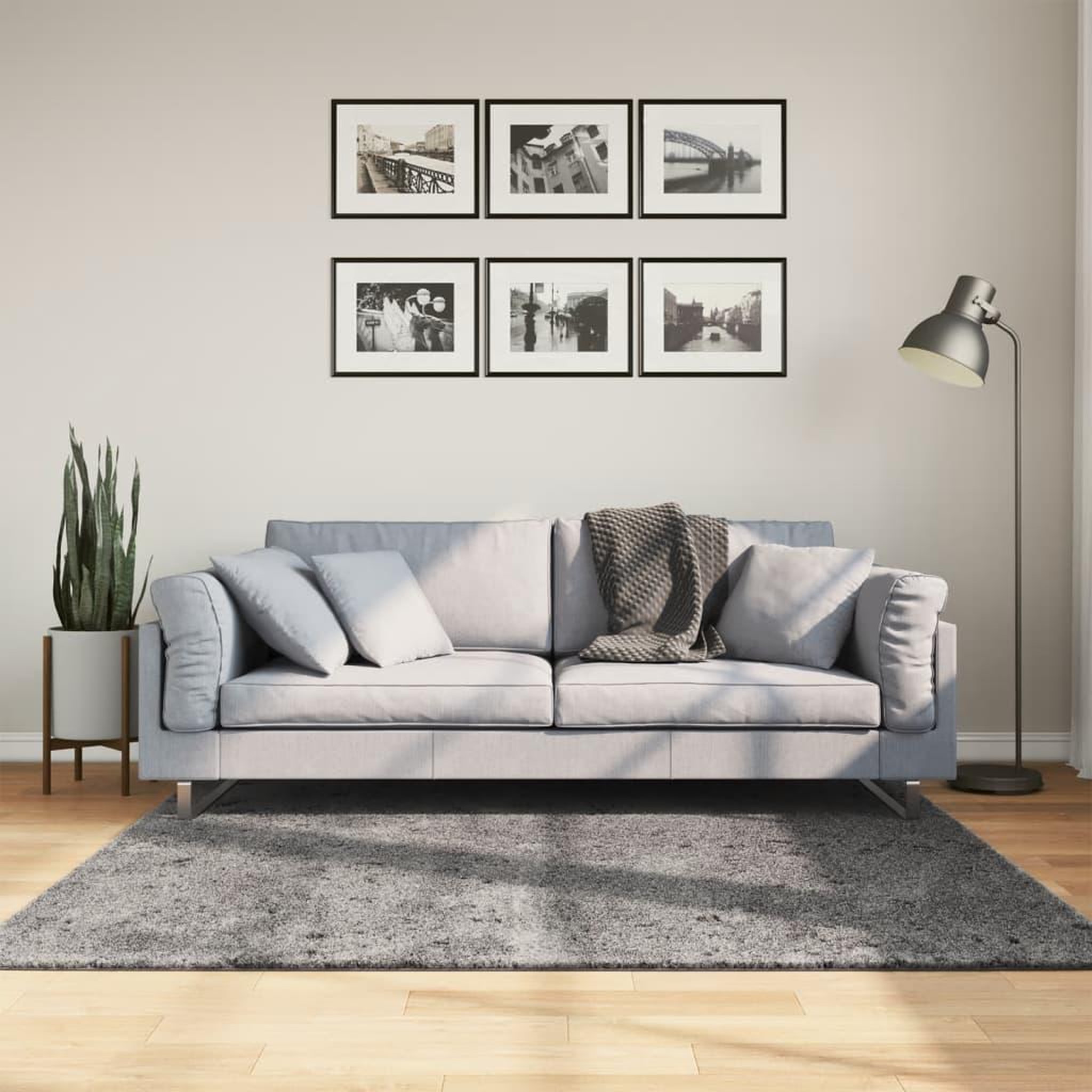 VIDAXL Tapis HUARTE a poils courts doux lavable anthracite 160x160 cm
