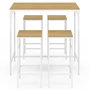 Voir la diapositive 3 : ID MARKET Ensemble table haute de bar DETROIT 100 cm et 4 tabourets de bar bois et métal blanc design industriel