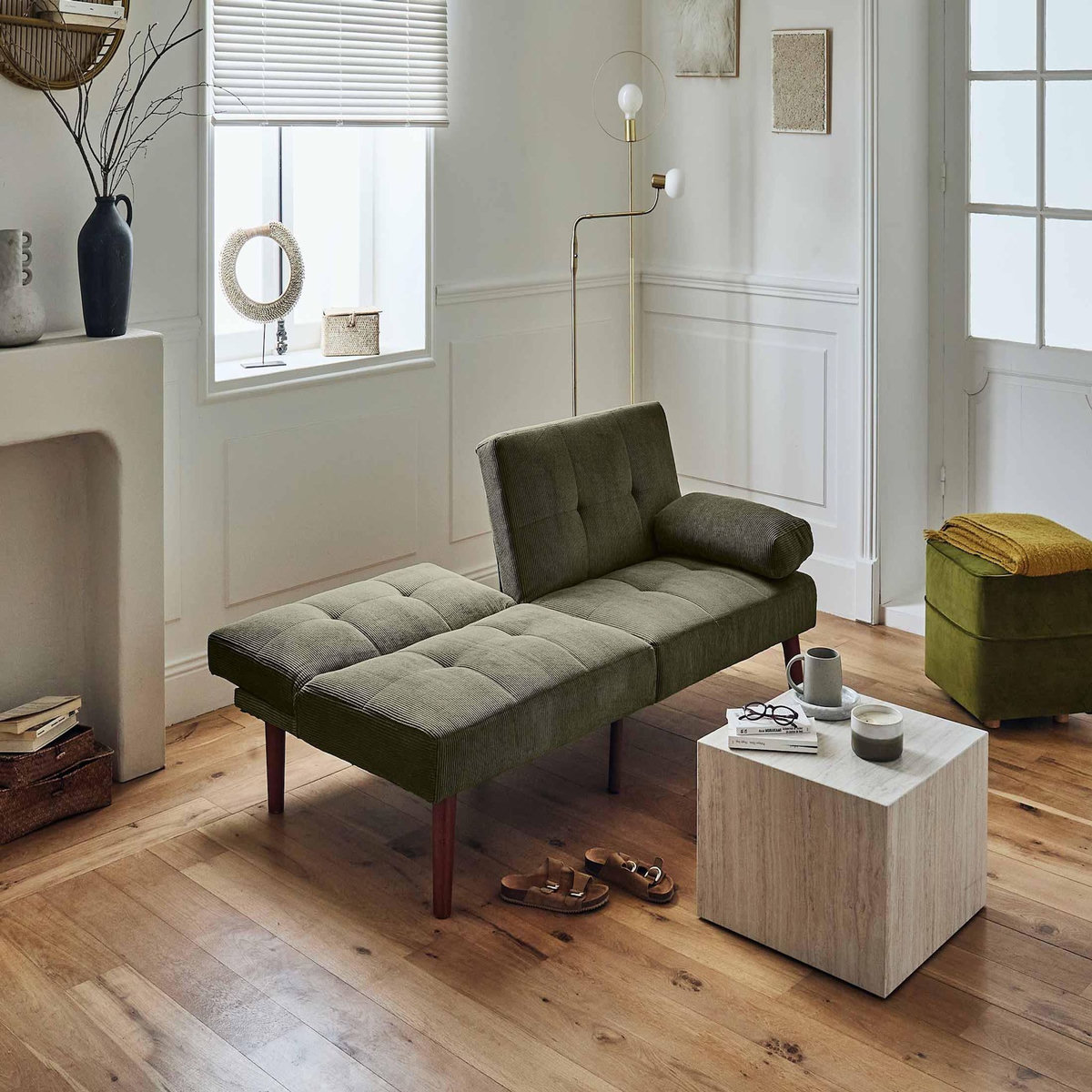 BEST MOBILIER Philae - canapé convertible clic-clac 2 places - velours côtelé