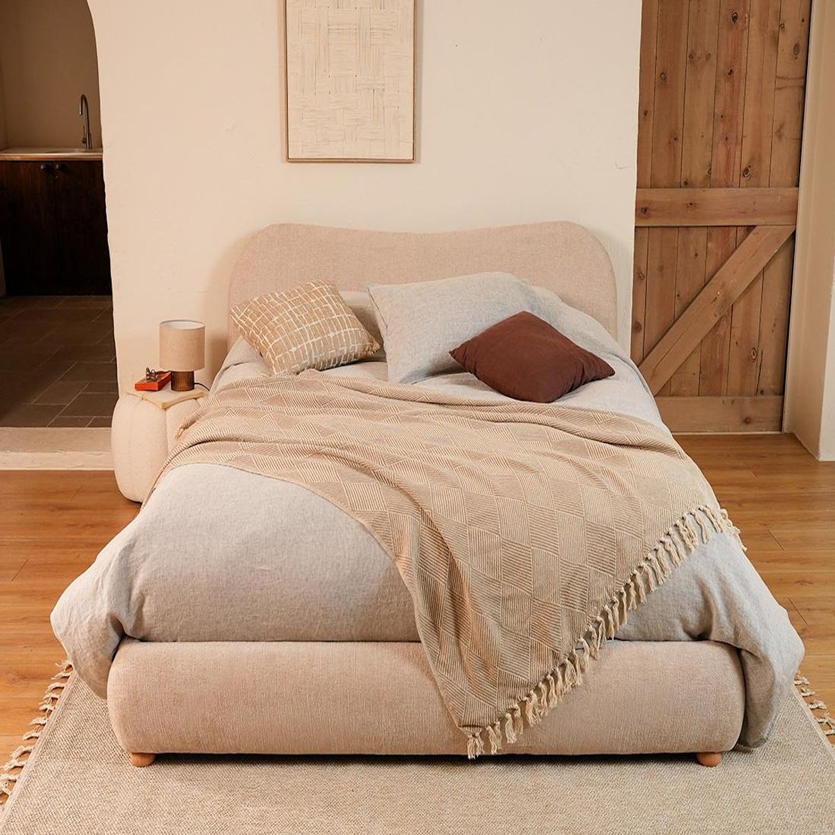 BEST MOBILIER Hugo - lit coffre - 160x200 cm - en velours texturé