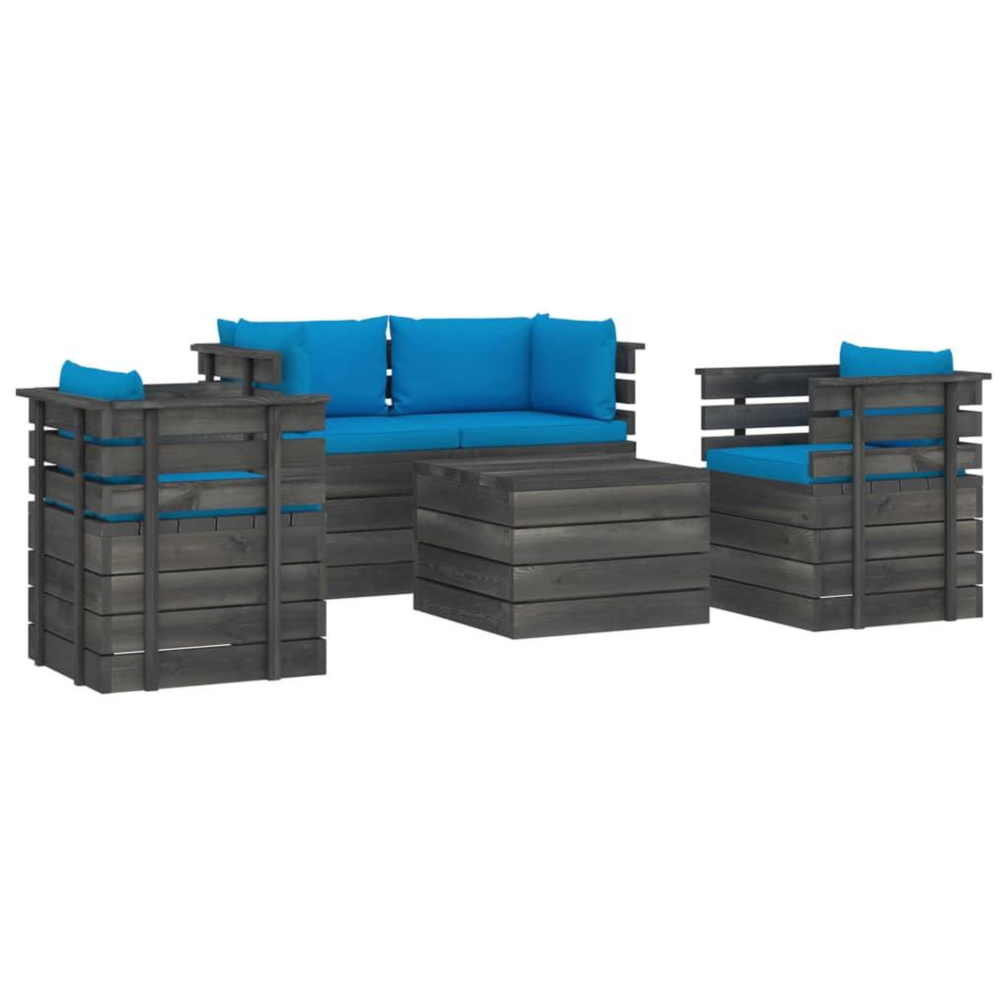 Voir la diapositive 2 : VIDAXL Salon palette de jardin 5 pcs avec coussins Bois de pin massif