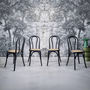 Voir la diapositive 3 : SWEEEK Lot de 4 chaises vintage en bois avec assise en rotin et dossier arrondi. coloris noir. L 48 x P 49.5 x H 90cm