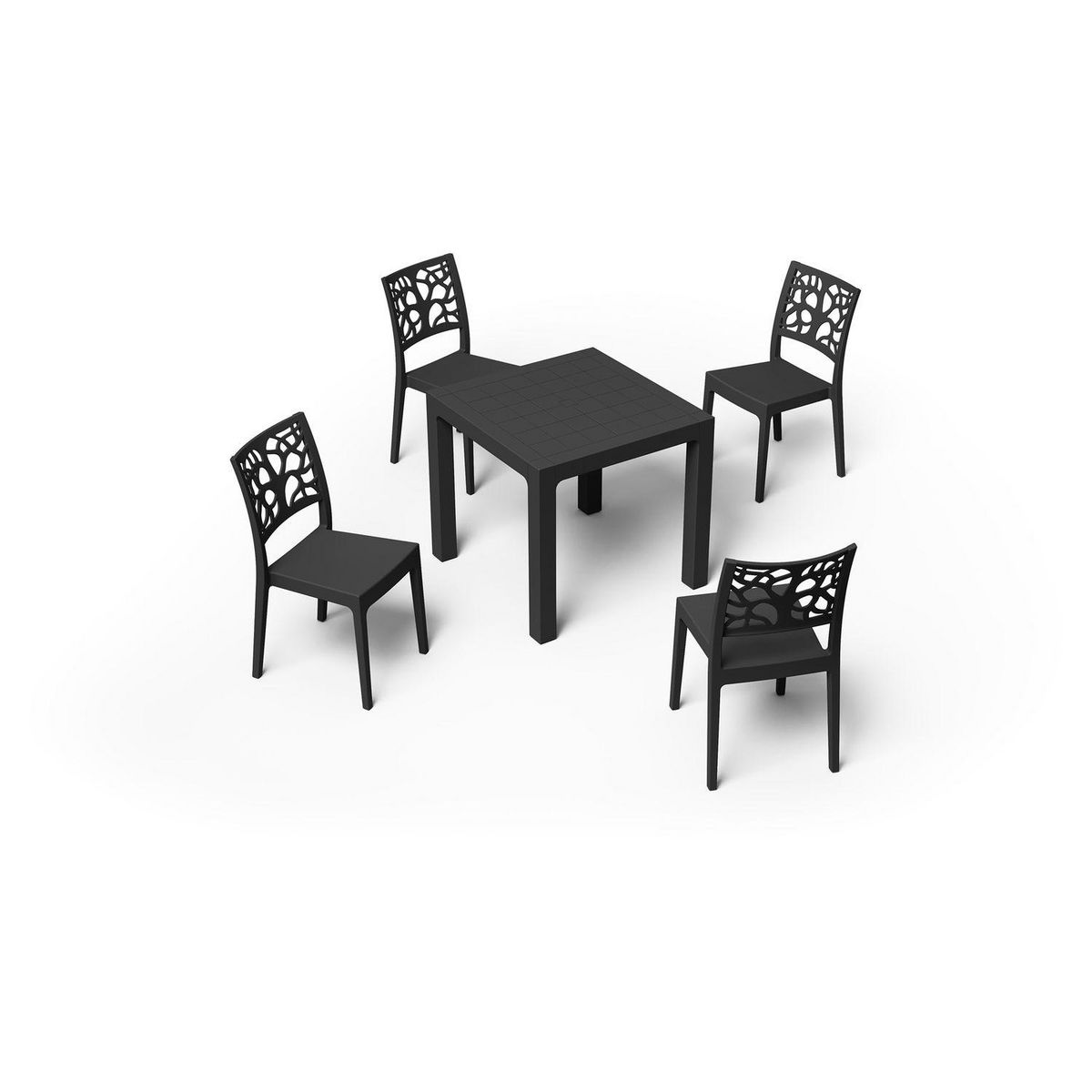 ARETA Salon de jardin - 4 places - Résine - Anthracite - ARES