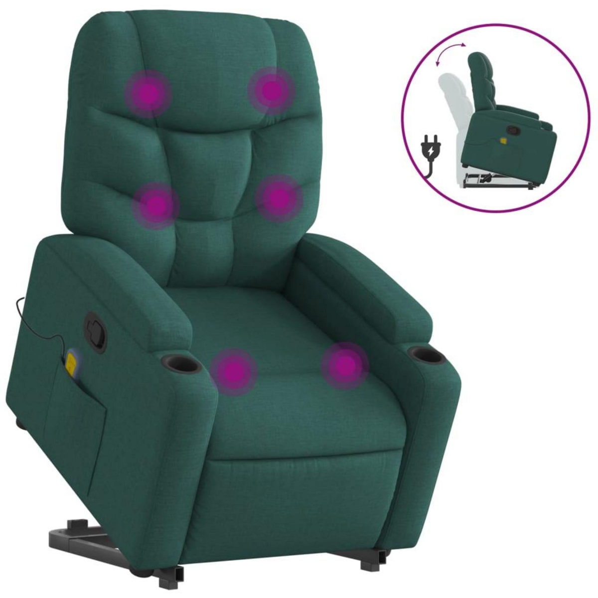 VIDAXL Fauteuil inclinable de massage Vert fonce Tissu