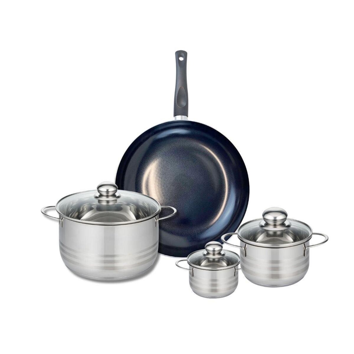 ELO Ensemble de 1 Poêle de cuisson 32 cm et 3 faitouts 12, 16 et 24 cm Elo Prima Brillant