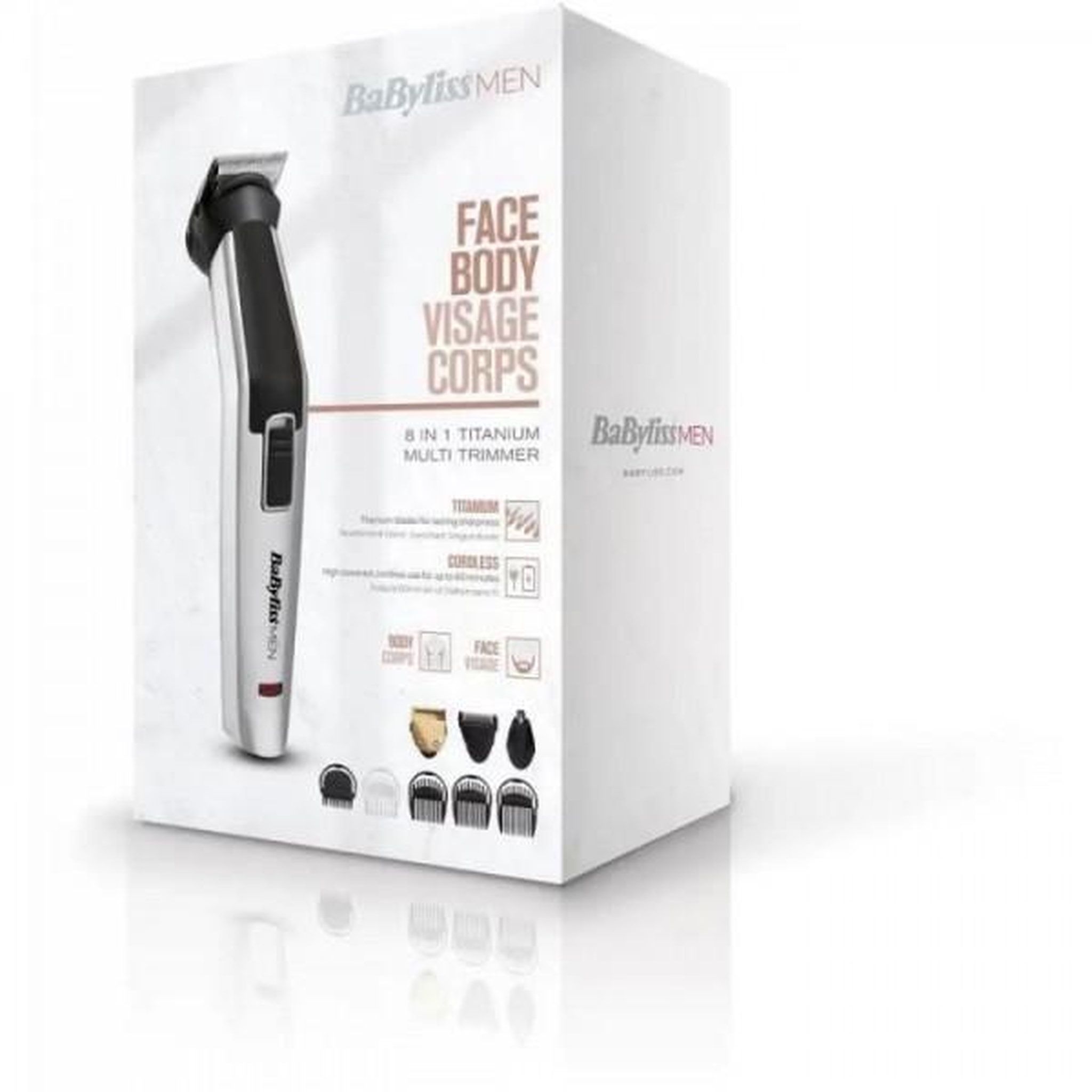 Voir la diapositive 2 : BABYLISS Tondeuse Multifonctions  multi-usages 8 en 1 Titanium - BABYLISS - MT726E - Sans fil -  lames 34 mm