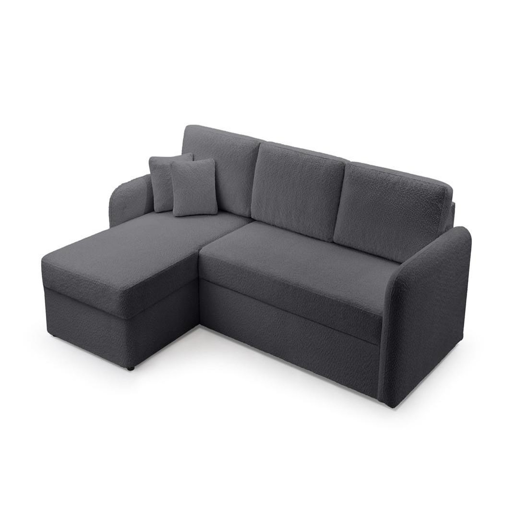 Voir la diapositive 2 : BEST MOBILIER Pocatello - canapé d'angle réversible 4 places - convertible avec coffre - en tissu bouclette