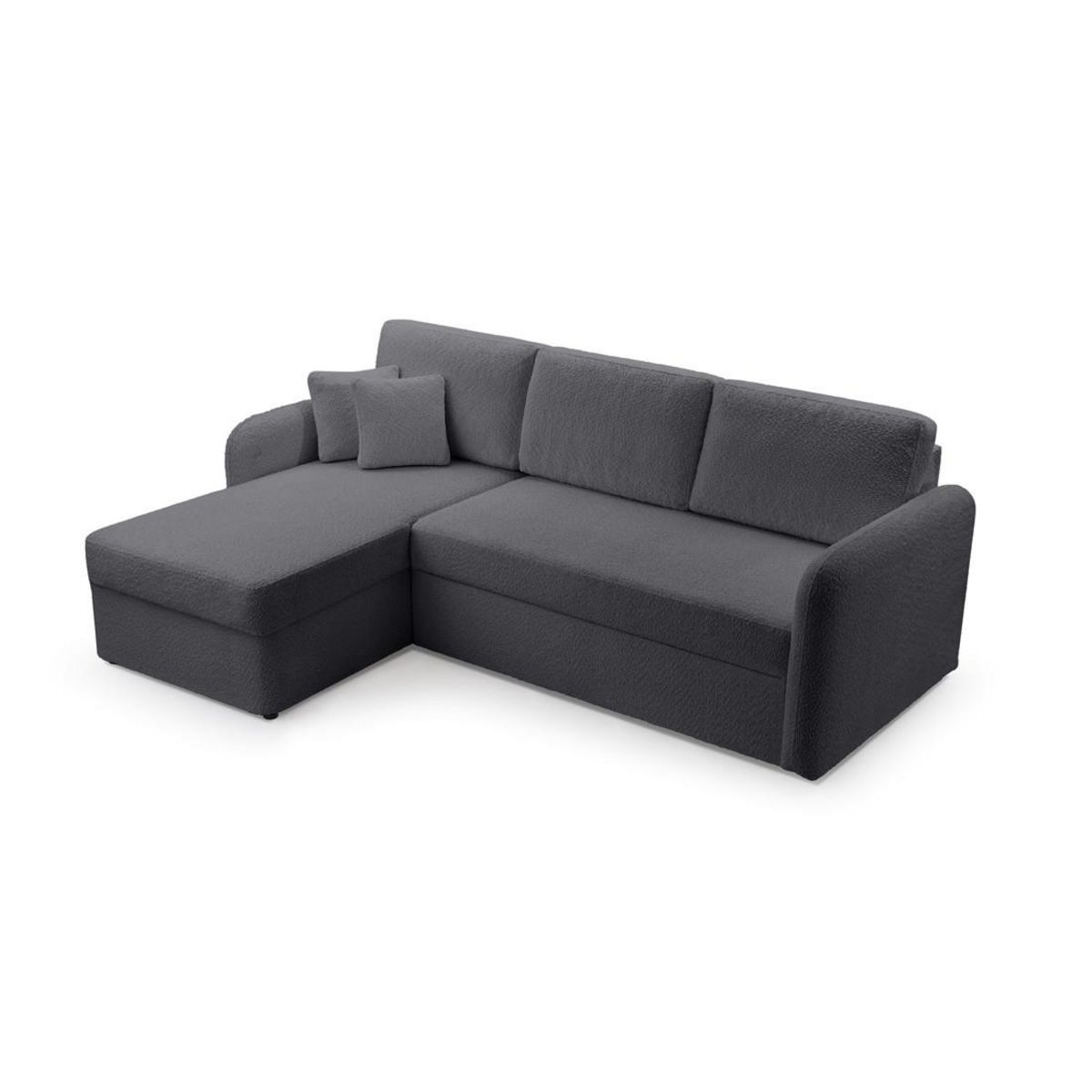 BEST MOBILIER Pocatello - canapé d'angle réversible 4 places - convertible avec coffre - en tissu bouclette