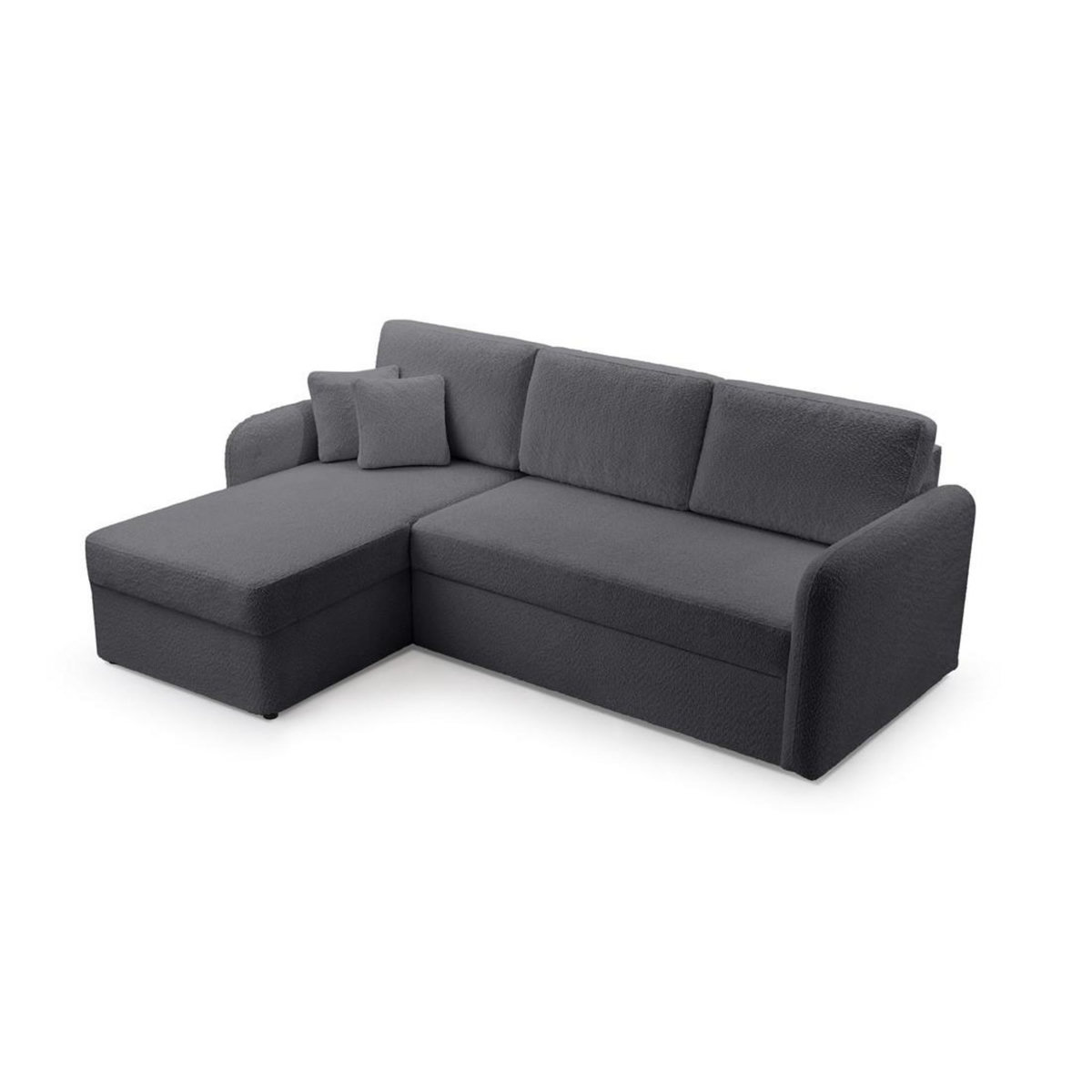 BEST MOBILIER Pocatello - canapé d'angle réversible 4 places - convertible avec coffre - en tissu bouclette